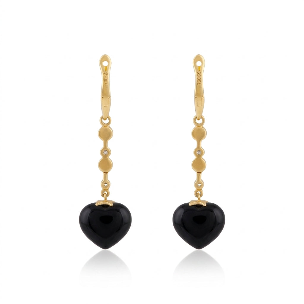 Magic Wish 18ct Yellow Gold, Diamond & Onyx Medium Drop Earrings