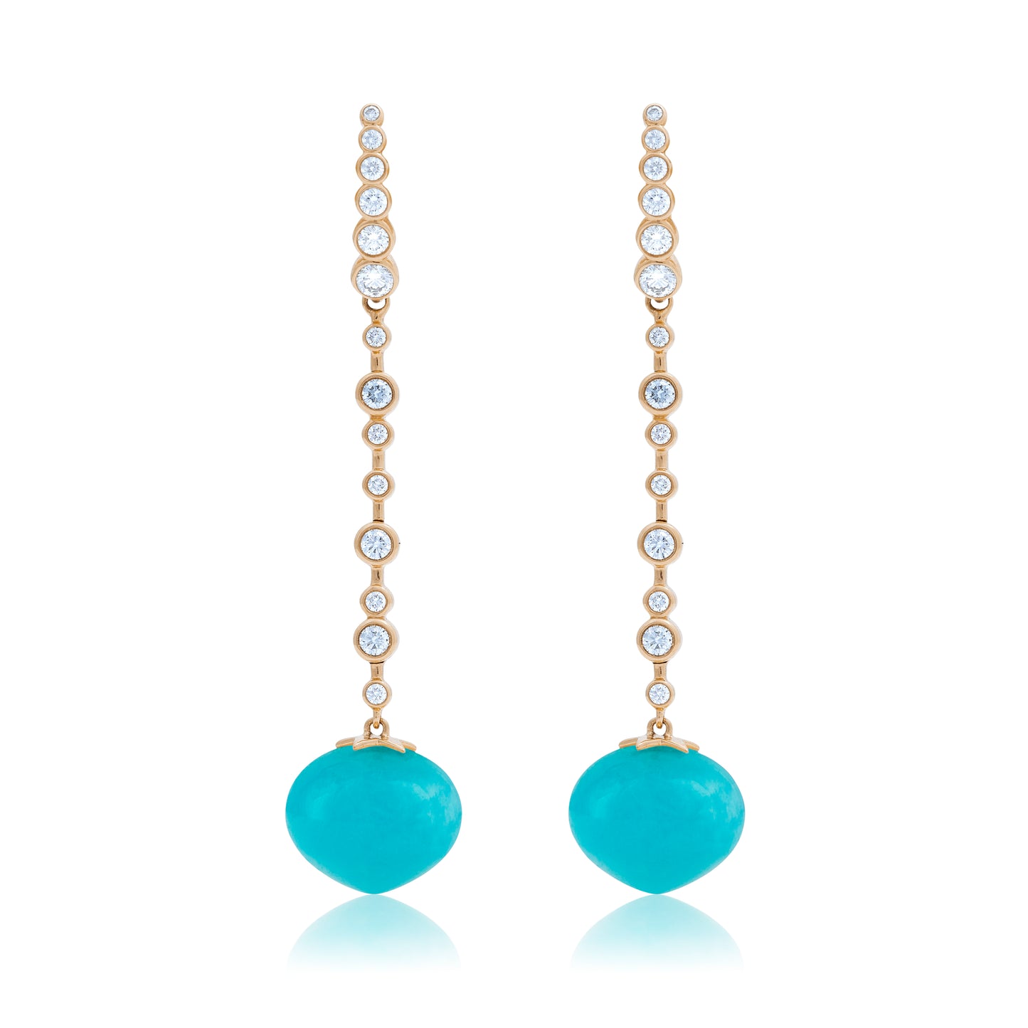 Magic Wish 18ct Yellow Gold, Diamond & Amazonite Long Drop Earrings