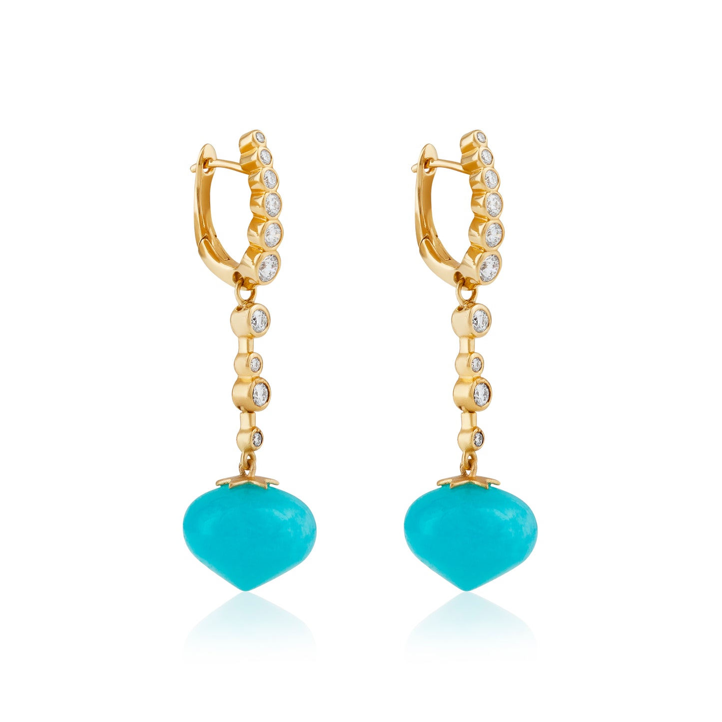 Magic Wish 18ct Yellow Gold, Diamond & Amazonite Medium Drop Earrings