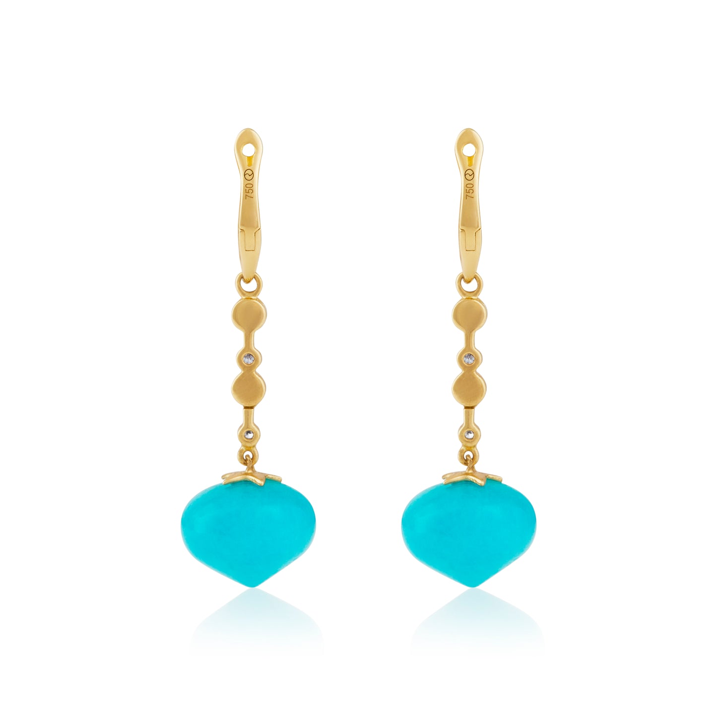 Magic Wish 18ct Yellow Gold, Diamond & Amazonite Medium Drop Earrings