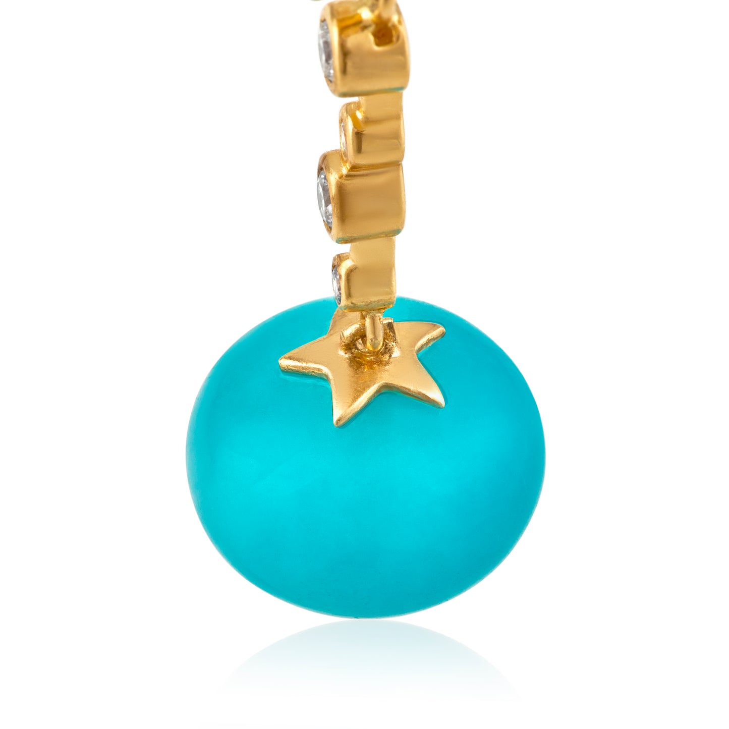 Magic Wish 18ct Yellow Gold, Diamond & Amazonite Medium Drop Earrings