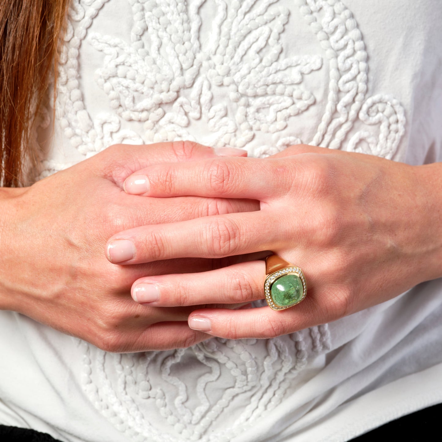 Magic Wish 18ct Yellow Gold, Diamonds & Mint Green Tzavorite Garnet Ring
