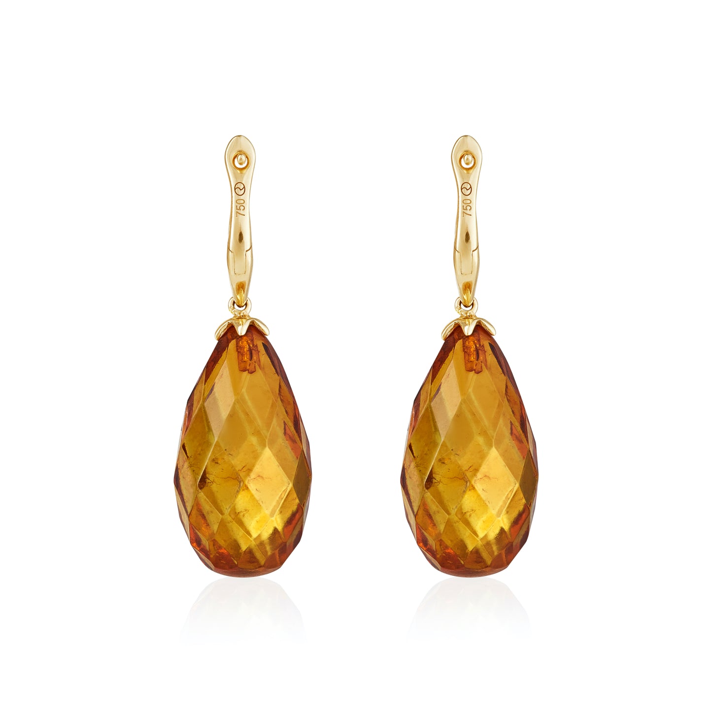 Magic Wish 18ct Yellow Gold, Diamond & Amber Short Drop Earrings