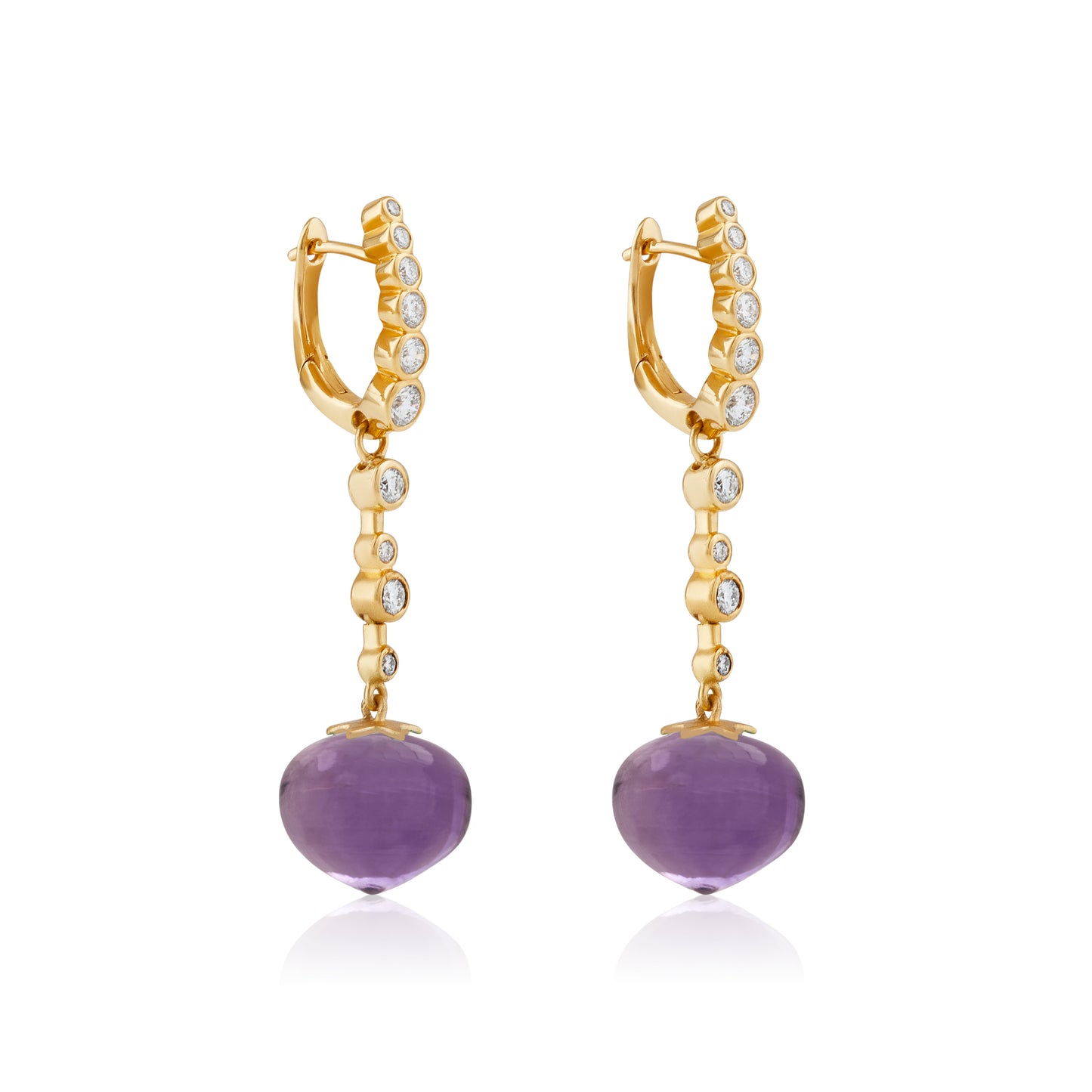 Magic Wish 18ct Yellow Gold, Diamond & Amethyst Medium Drop Earrings