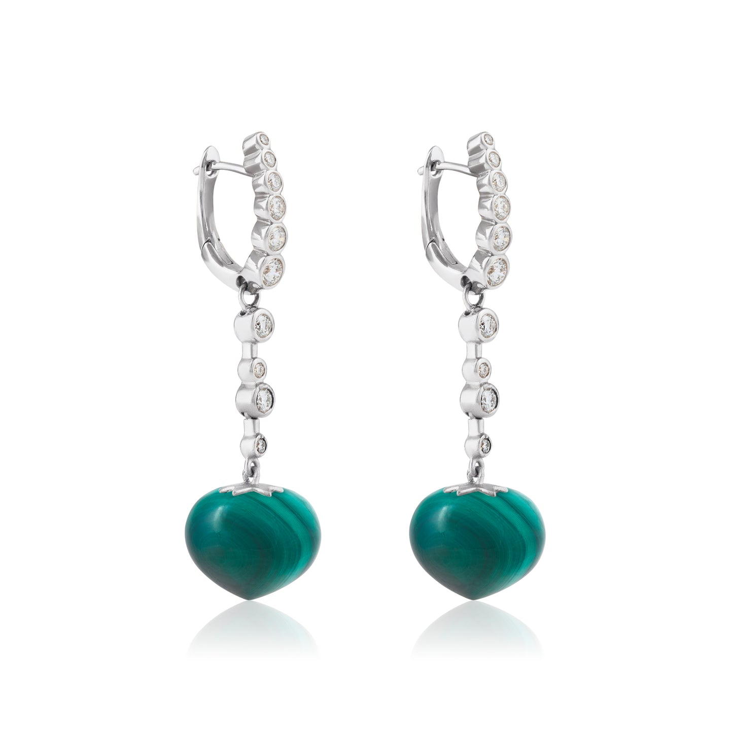 Magic Wish 18ct White Gold, Diamond & Malachite Medium Drop Earrings