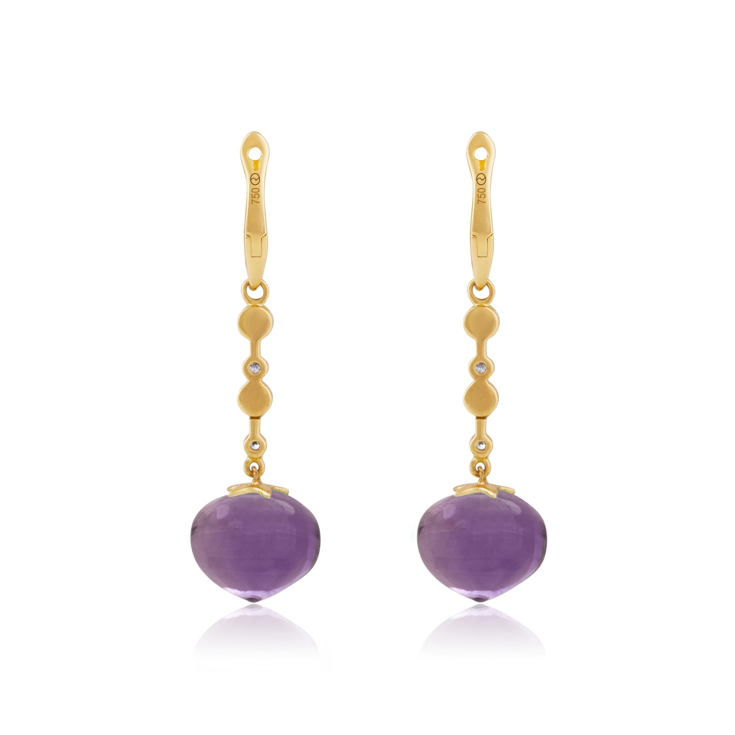 Magic Wish 18ct Yellow Gold, Diamond & Amethyst Medium Drop Earrings