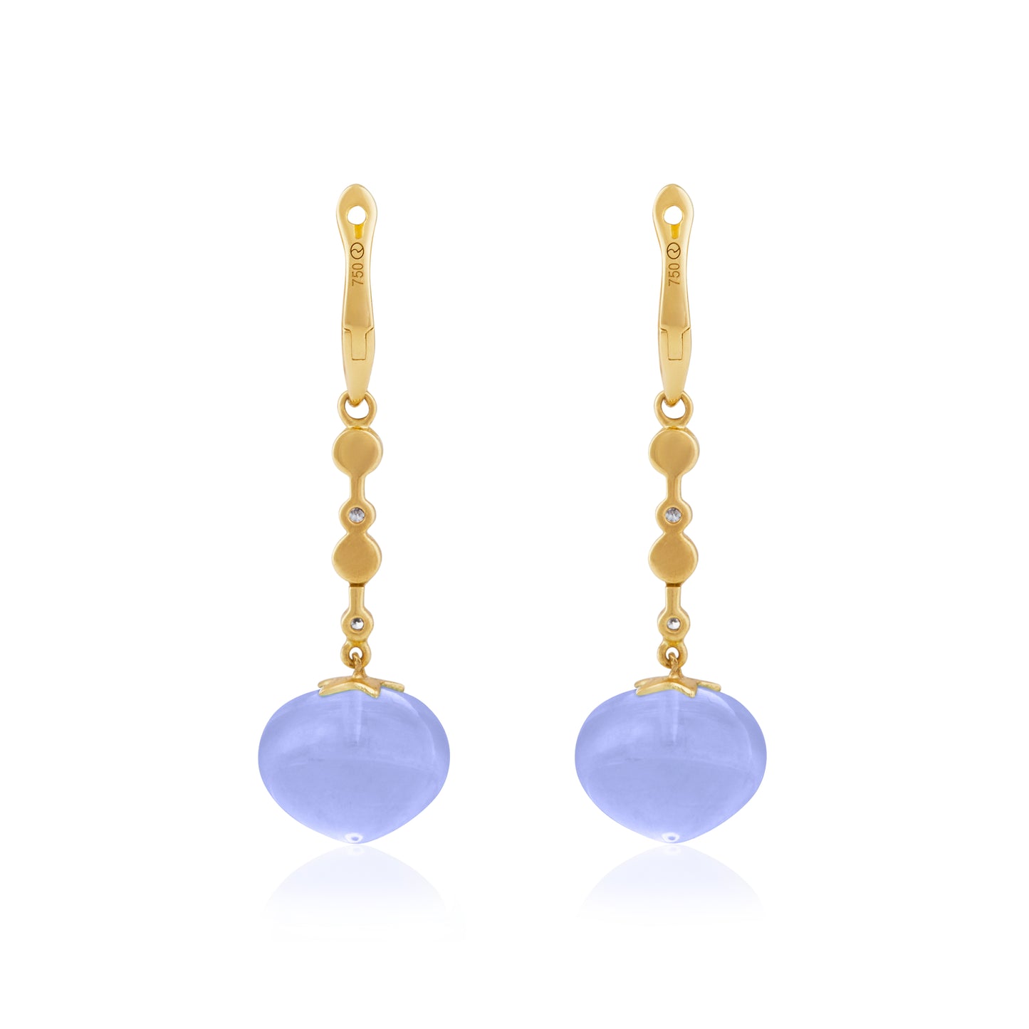 Magic Wish 18ct Yellow Gold, Diamond & Blue Chalcedony Medium Drop Earrings