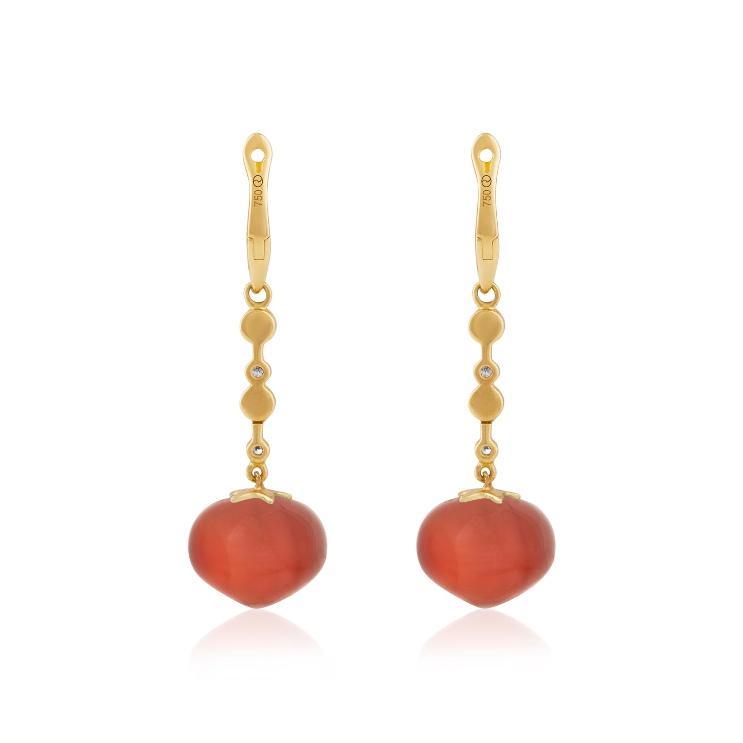 Magic Wish 18ct Yellow Gold, Diamond & Carnelian Medium Drop Earrings