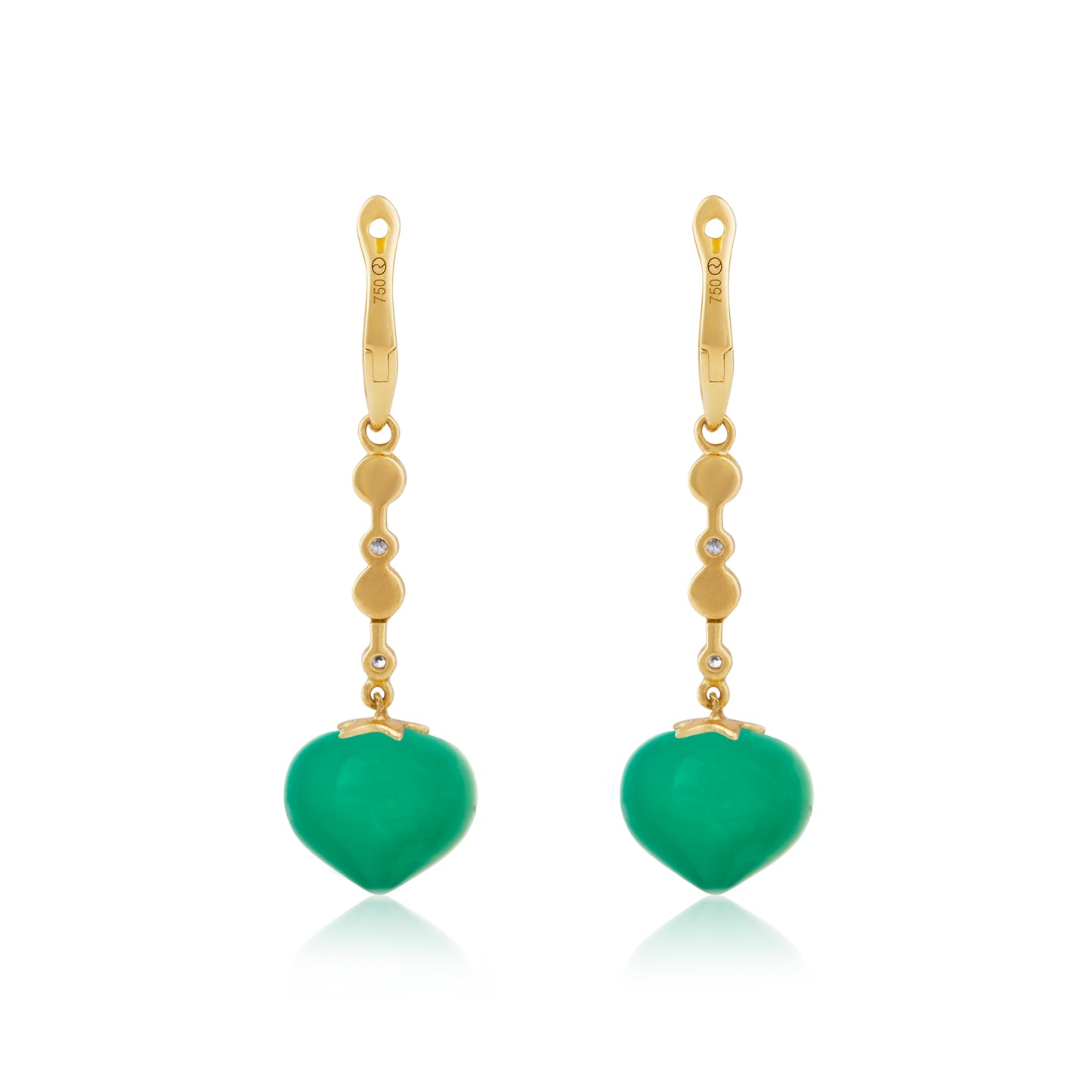 Magic Wish 18ct Yellow Gold, Diamond & Chrysoprase Medium Drop Earrings