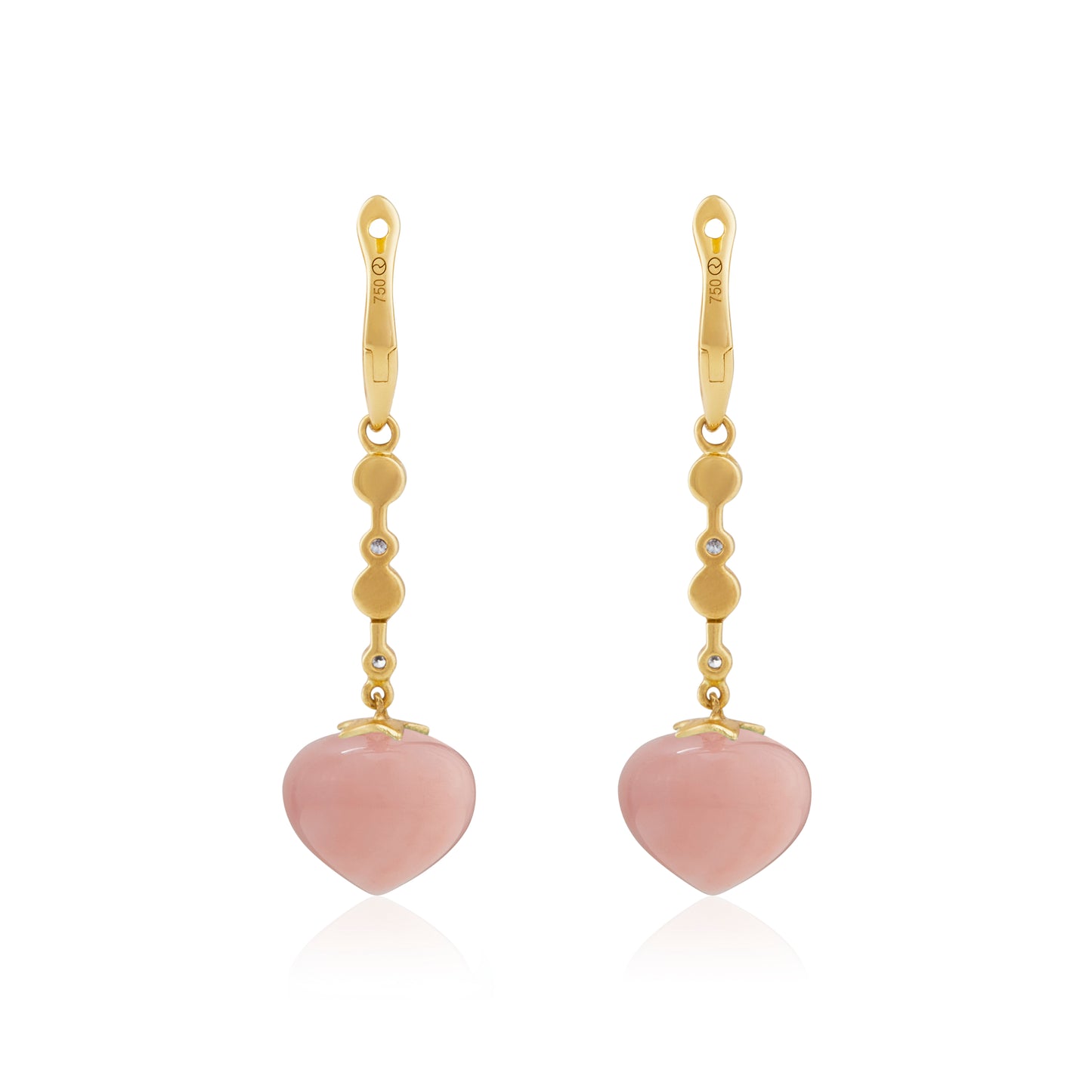 Magic Wish 18ct Yellow Gold, Diamond & Pink Opal Medium Drop Earrings