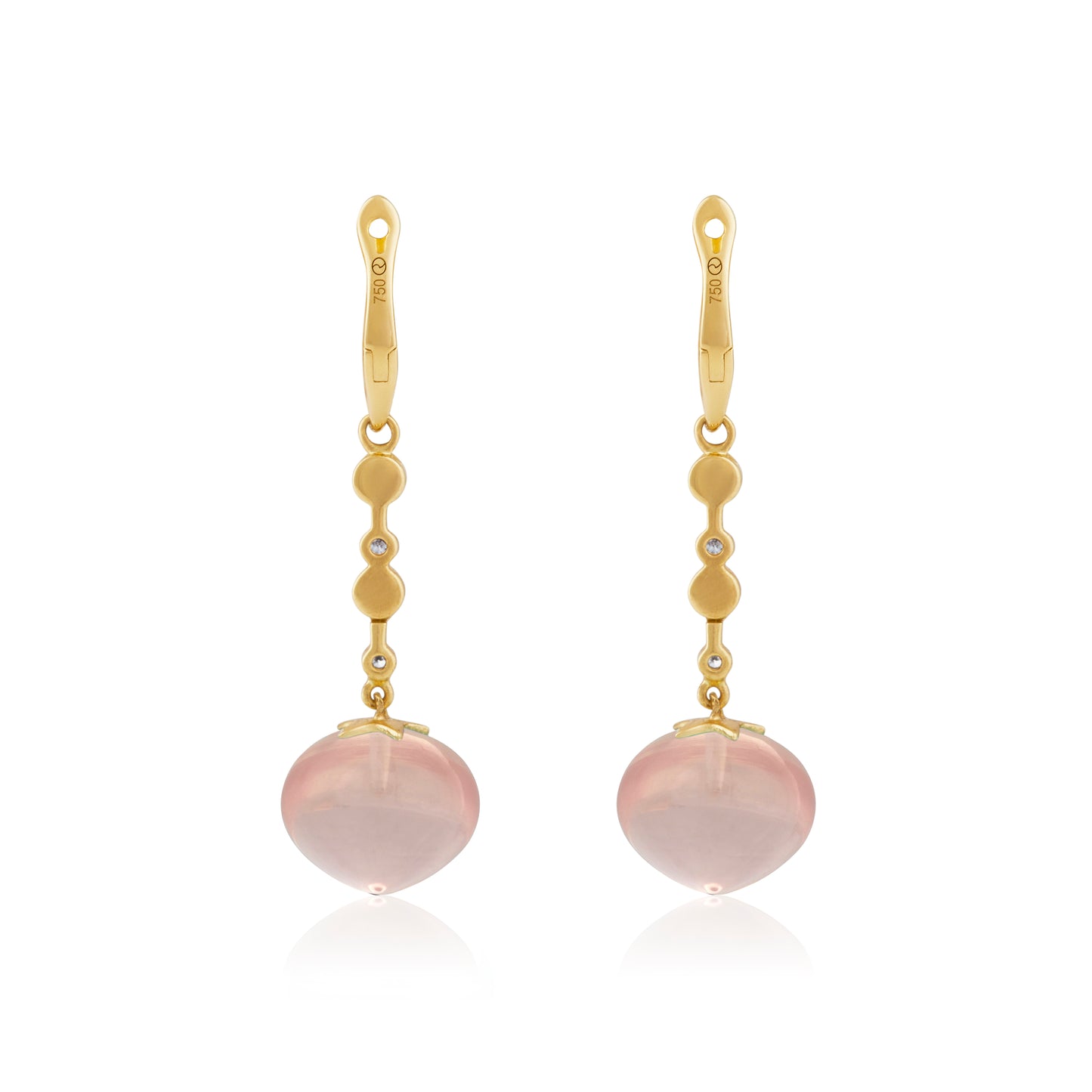 Magic Wish 18ct Yellow Gold Diamond & Rose Quartz Medium Drop Earrings