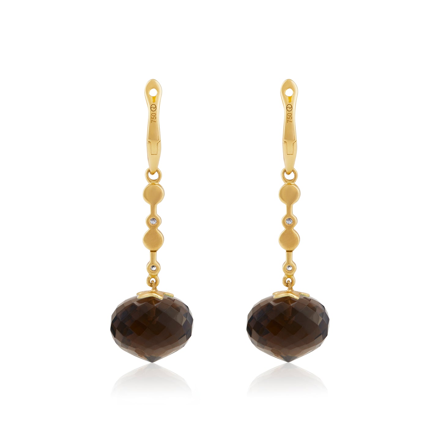 Magic Wish 18ct Yellow Gold, Diamond & Smoky Quartz Medium Drop Earrings