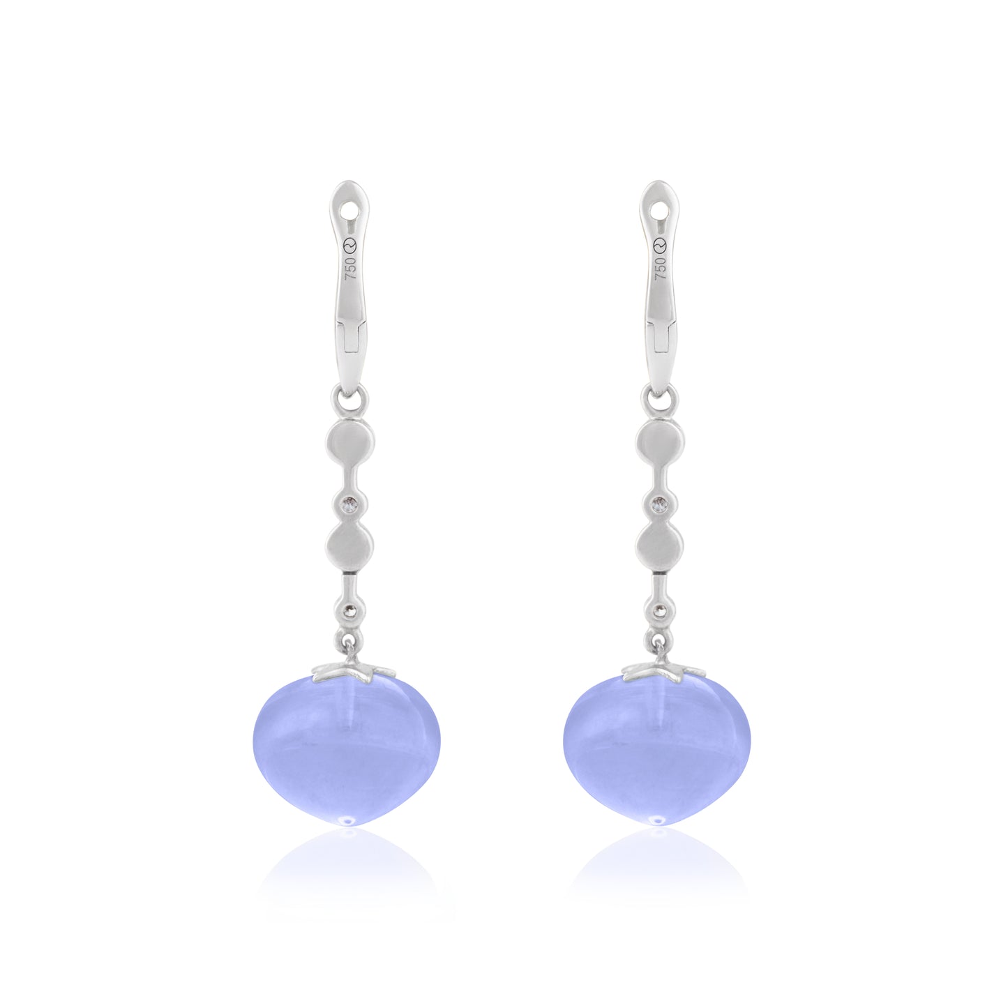 Magic Wish 18ct White Gold, Diamond & Blue Chalcedony Medium Drop Earrings