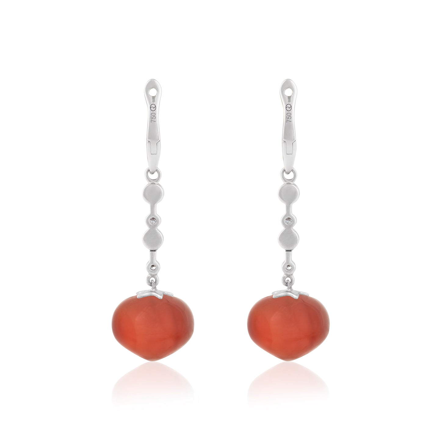 Magic Wish 18ct White Gold, Diamond & Carnelian Medium Drop Earrings