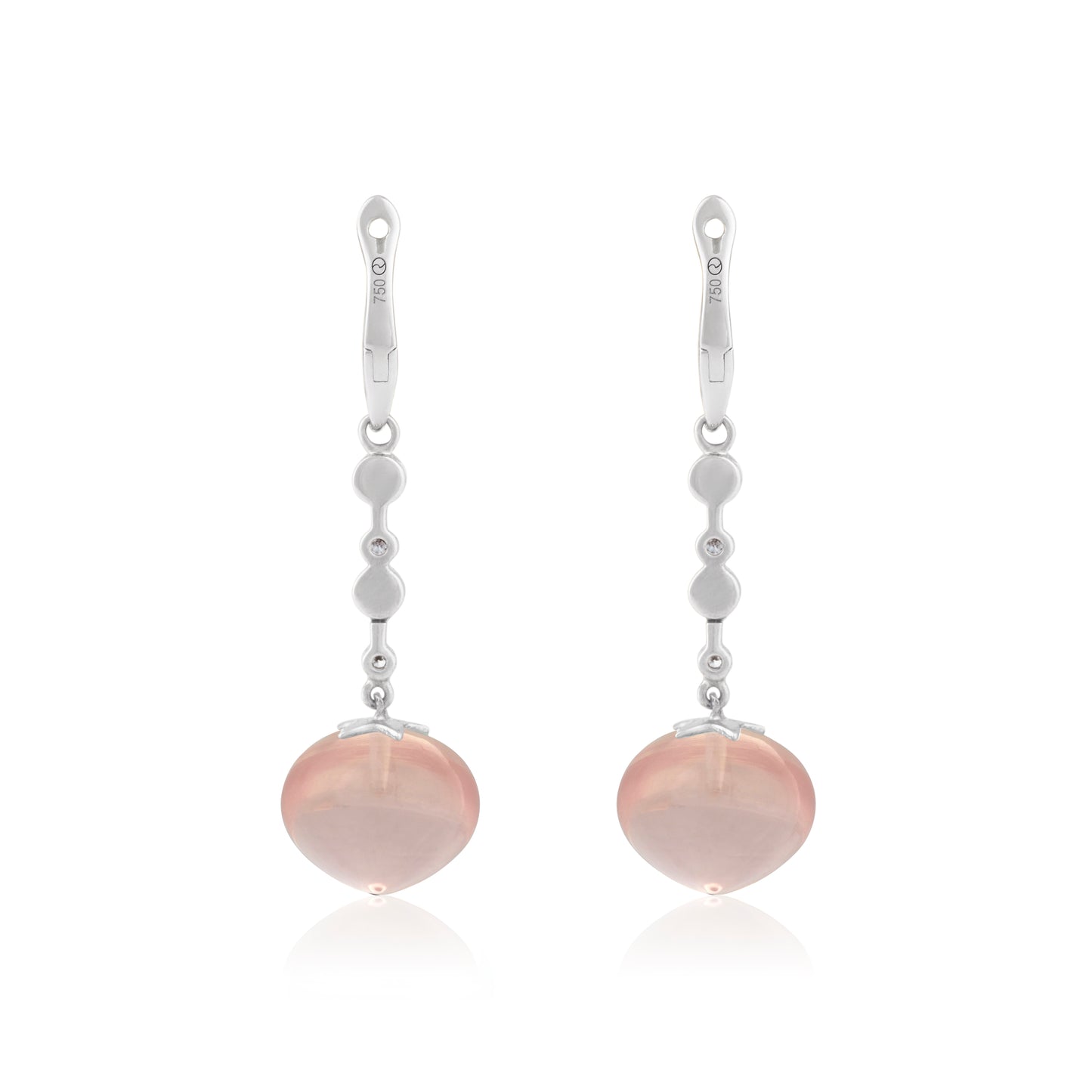 Magic Wish 18ct White Gold Diamond & Rose Quartz Medium Drop Earrings