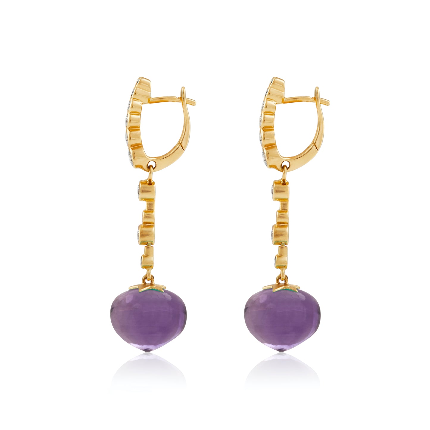 Magic Wish 18ct Yellow Gold, Diamond & Amethyst Medium Drop Earrings