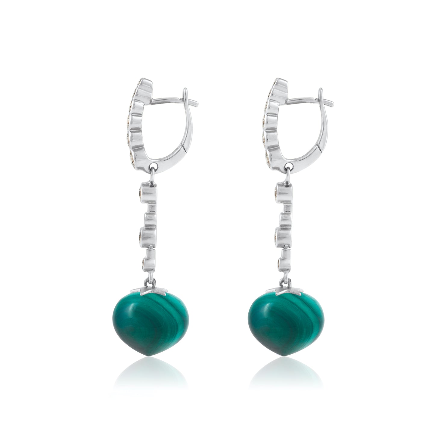 Magic Wish 18ct White Gold, Diamond & Malachite Medium Drop Earrings