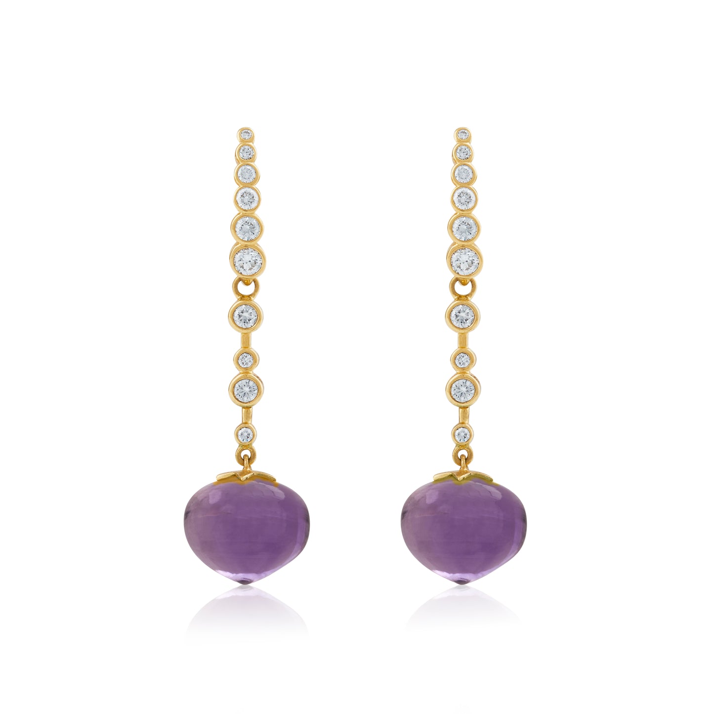 Magic Wish 18ct Yellow Gold, Diamond & Amethyst Medium Drop Earrings