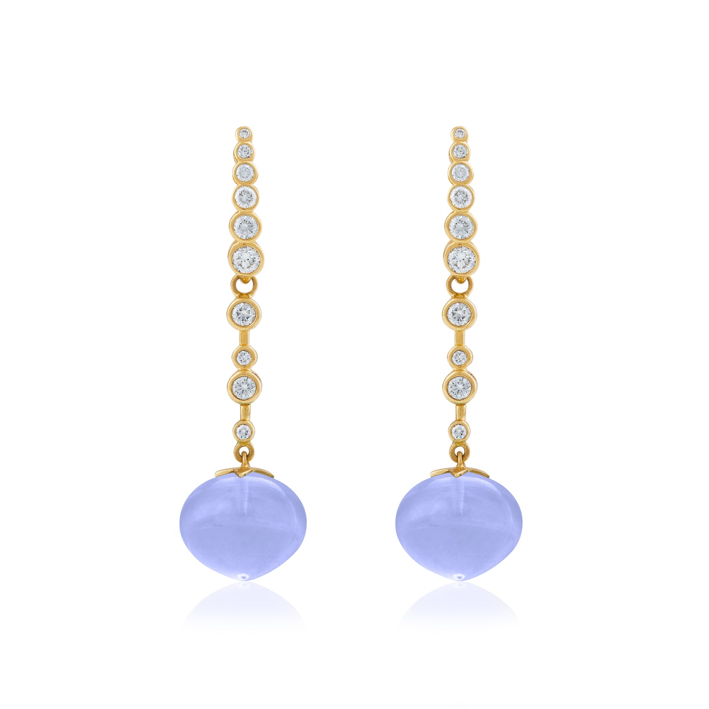 Magic Wish 18ct Yellow Gold, Diamond & Blue Chalcedony Medium Drop Earrings