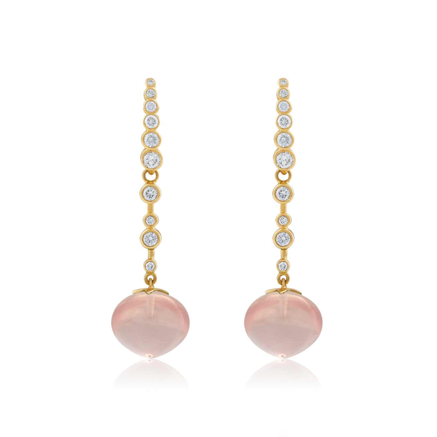 Magic Wish 18ct Yellow Gold Diamond & Rose Quartz Medium Drop Earrings
