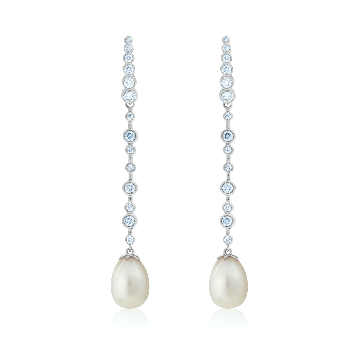 Magic Wish 18ct White Gold, Diamond & Pearl Long Drop Earrings