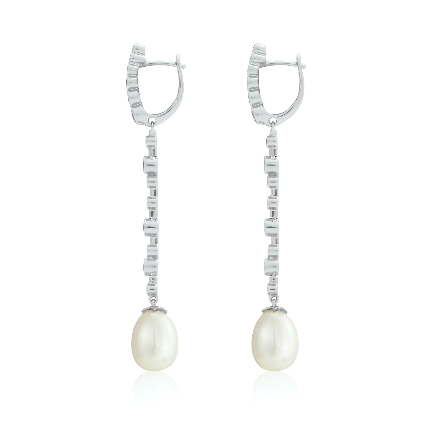 Magic Wish 18ct White Gold, Diamond & Pearl Long Drop Earrings