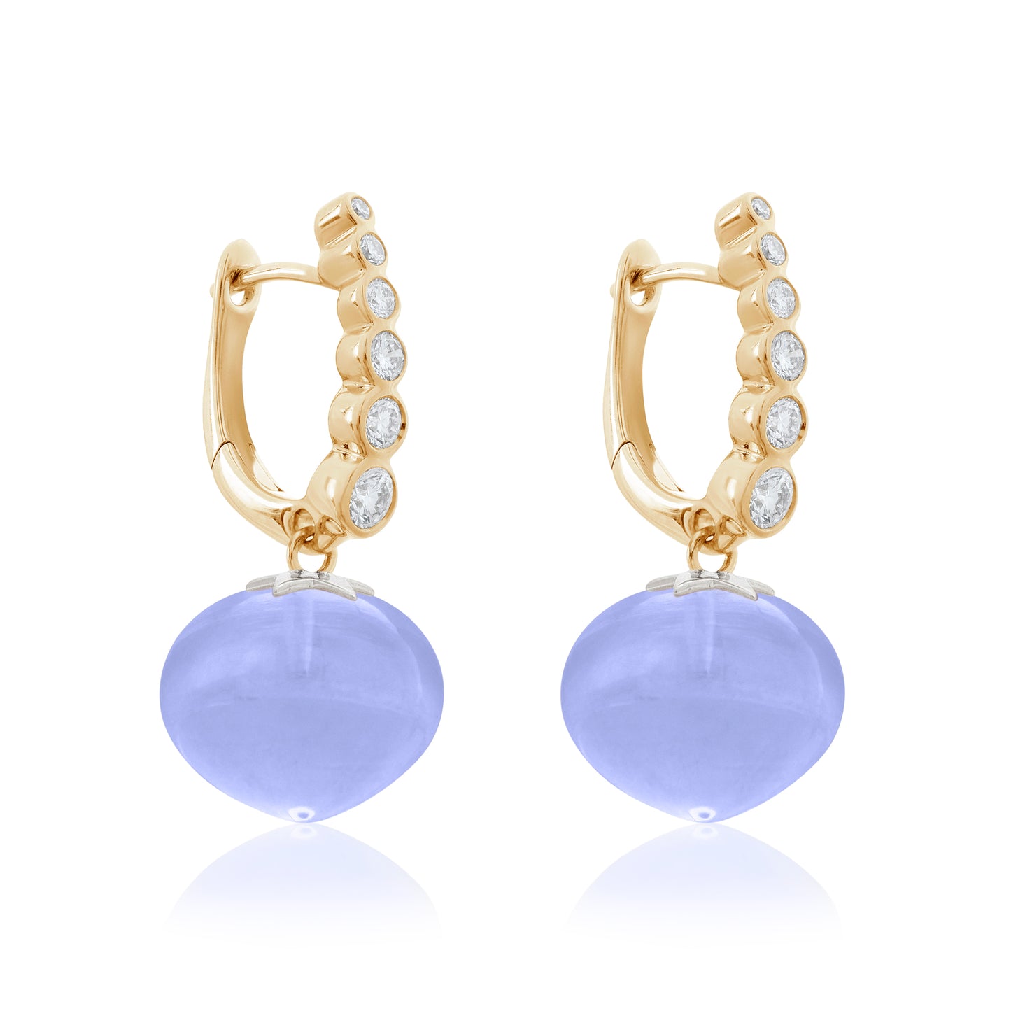 Magic Wish 18ct Yellow Gold, Diamond & Blue Chalcedony Short Drop Earrings