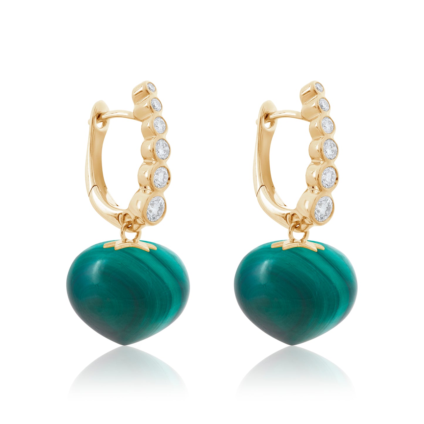 Magic Wish 18ct Yellow Gold, Diamond & Malachite Short Drop Earrings