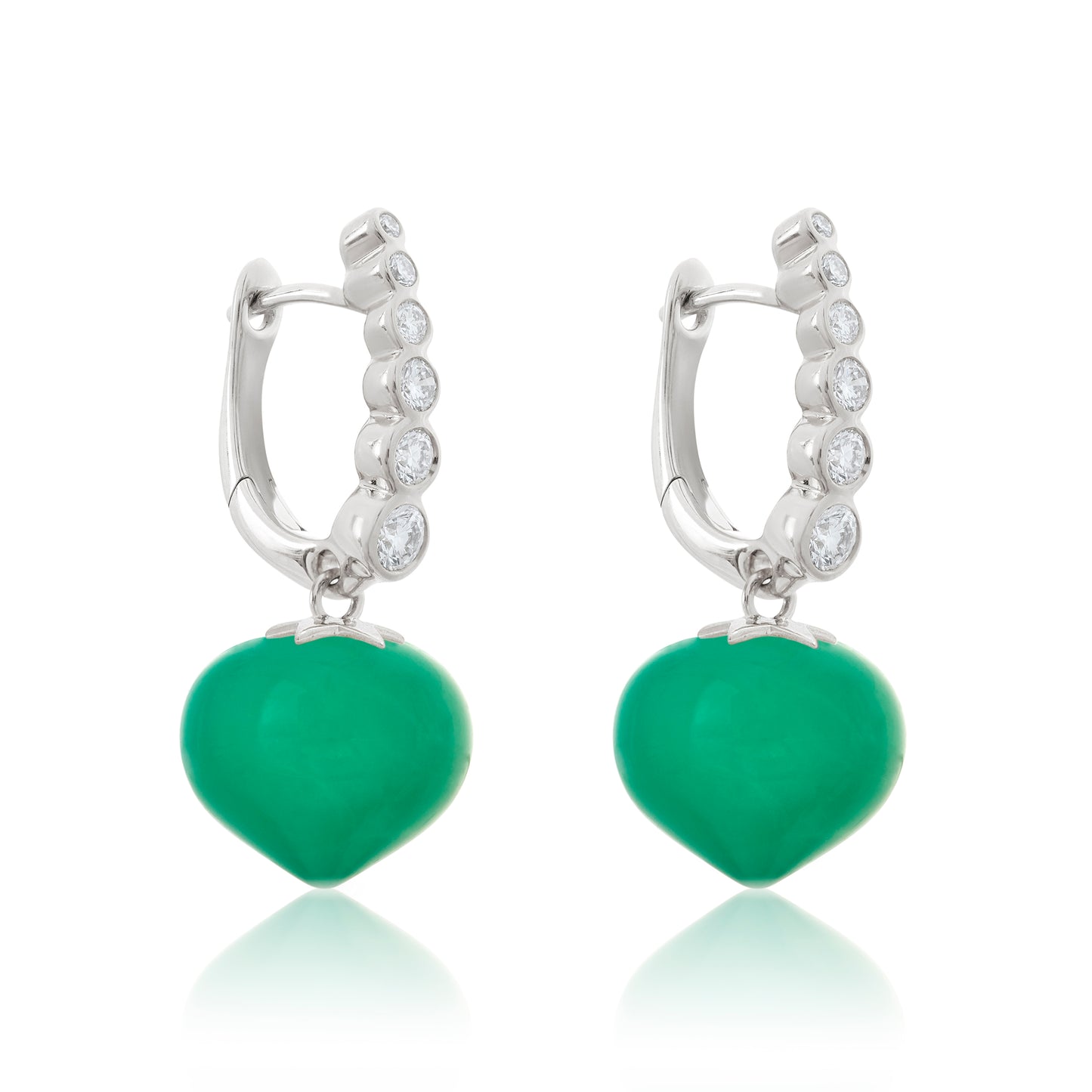 Magic Wish 18ct White Gold, Diamond & Chrysoprase Short Drop Earrings