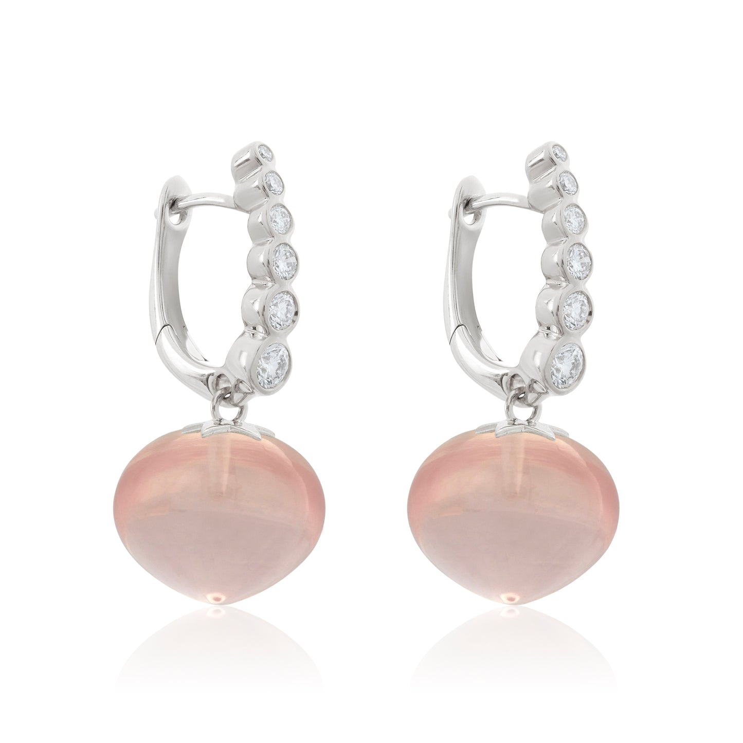 Magic Wish 18ct White Gold Diamond & Rose Quartz Short Drop Earrings