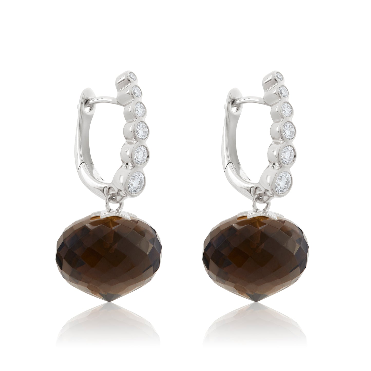 Magic Wish 18ct White Gold, Diamond & Smoky Quartz Short Drop Earrings