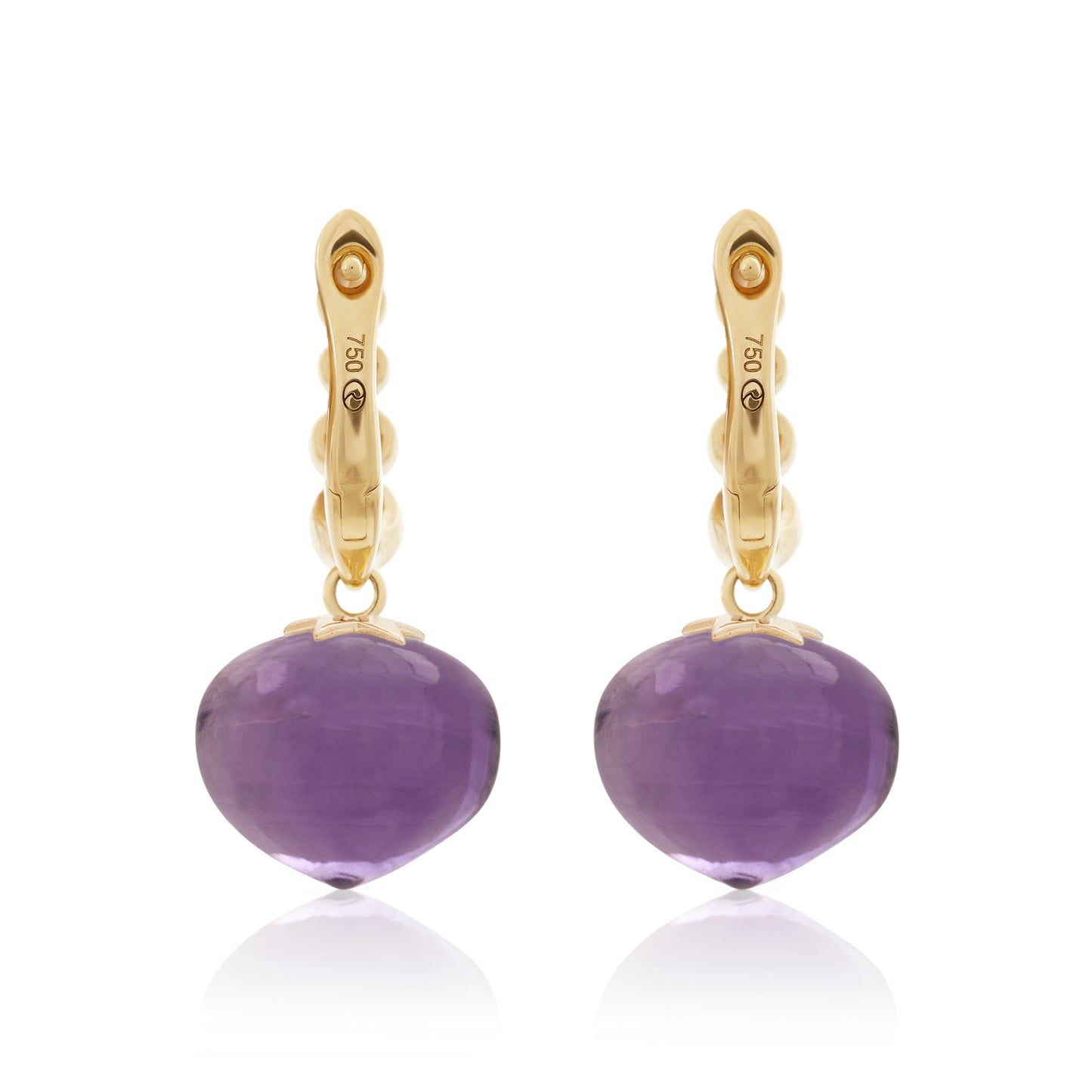 Magic Wish 18ct Yellow Gold, Diamond & Amethyst Short Drop Earrings