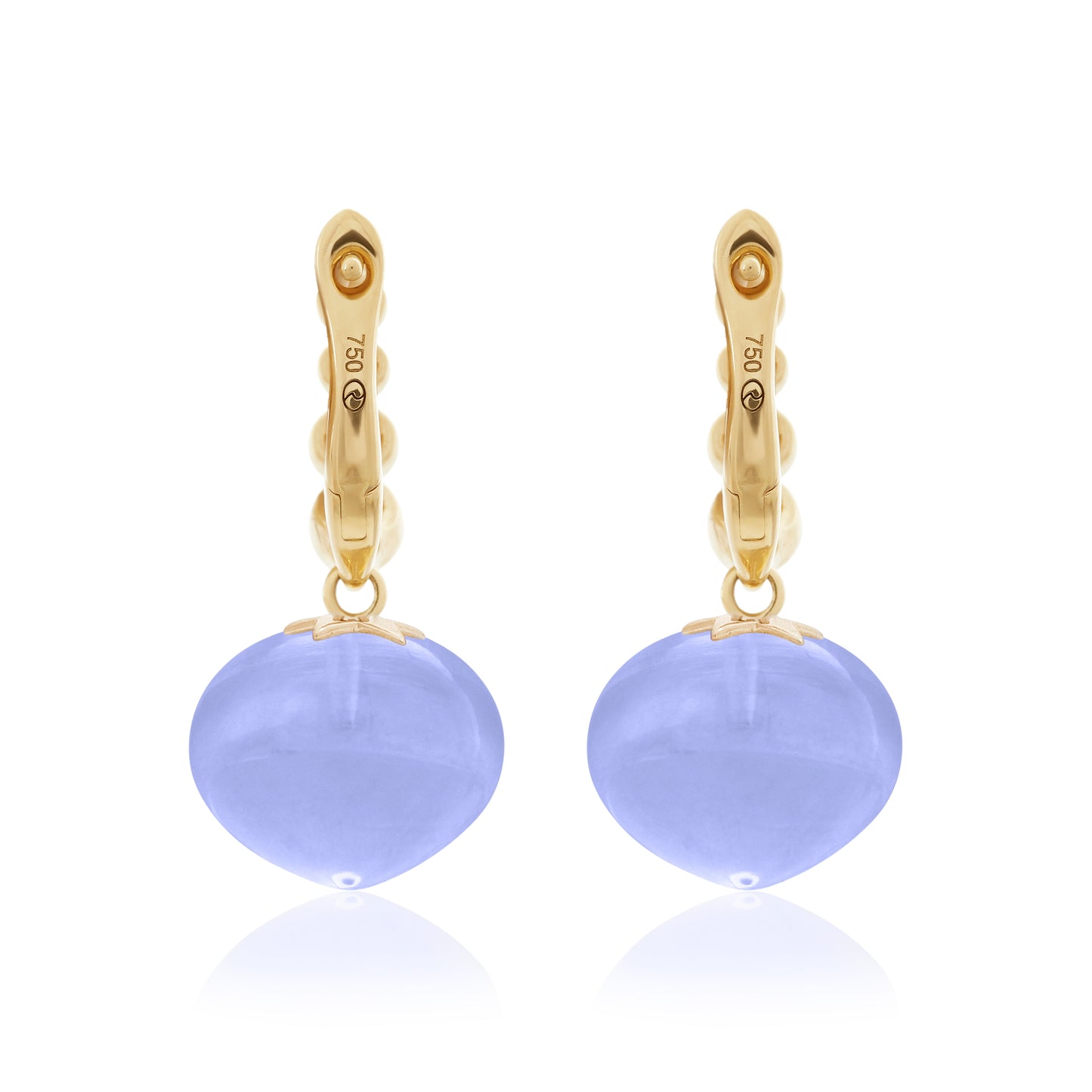 Magic Wish 18ct Yellow Gold, Diamond & Blue Chalcedony Short Drop Earrings