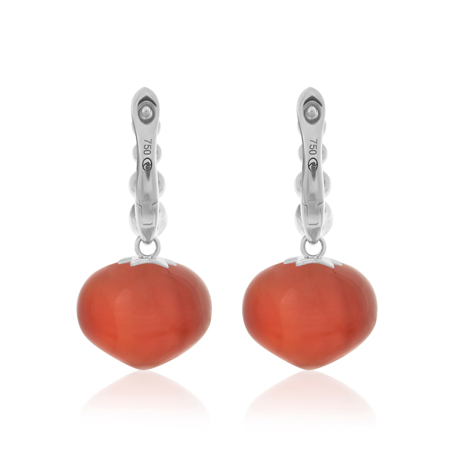 Magic Wish 18ct White Gold, Diamond & Carnelian Short Drop Earrings