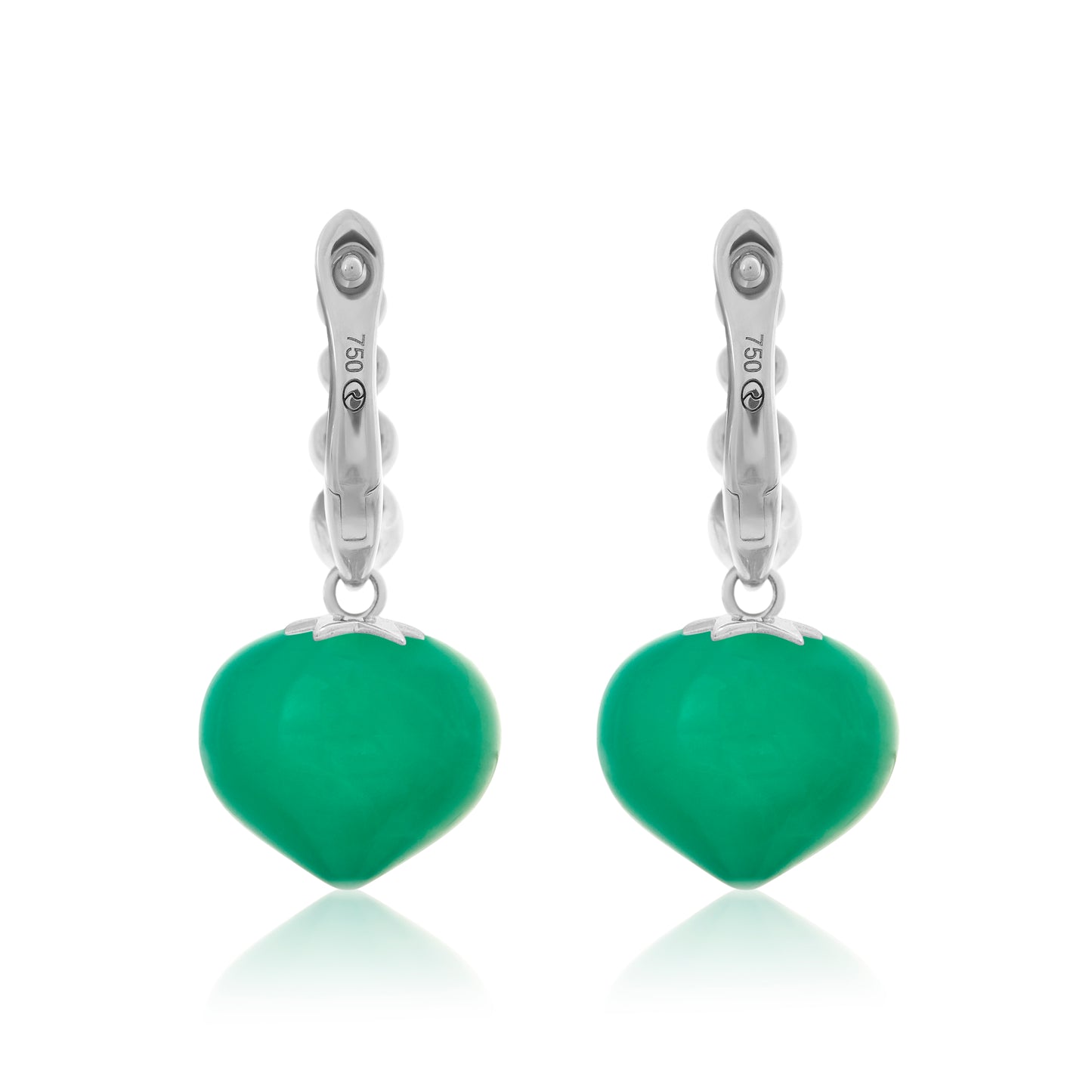 Magic Wish 18ct White Gold, Diamond & Chrysoprase Short Drop Earrings