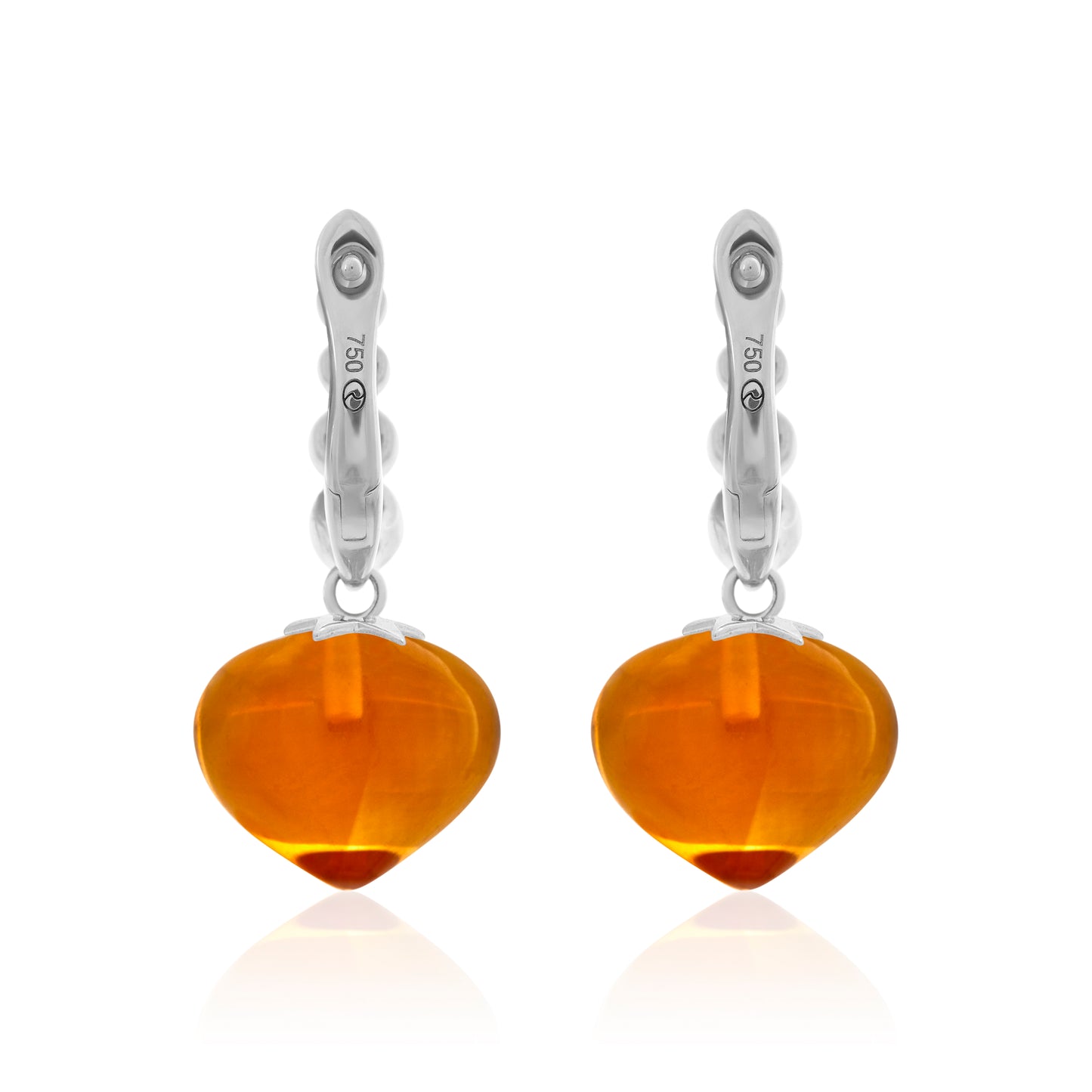 Magic Wish 18ct White Gold, Diamond & Madeira Citrine Short Drop Earrings
