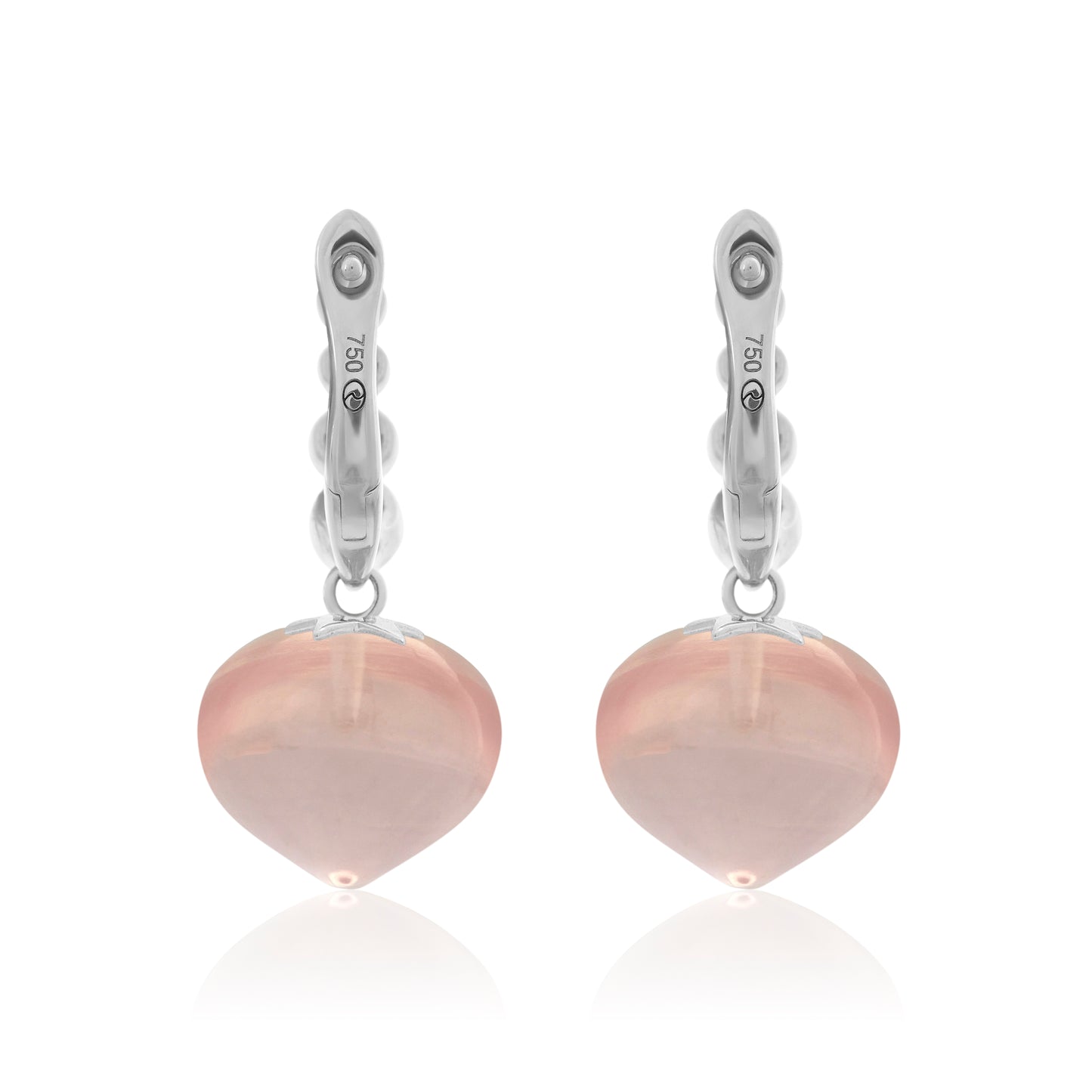 Magic Wish 18ct White Gold Diamond & Rose Quartz Short Drop Earrings