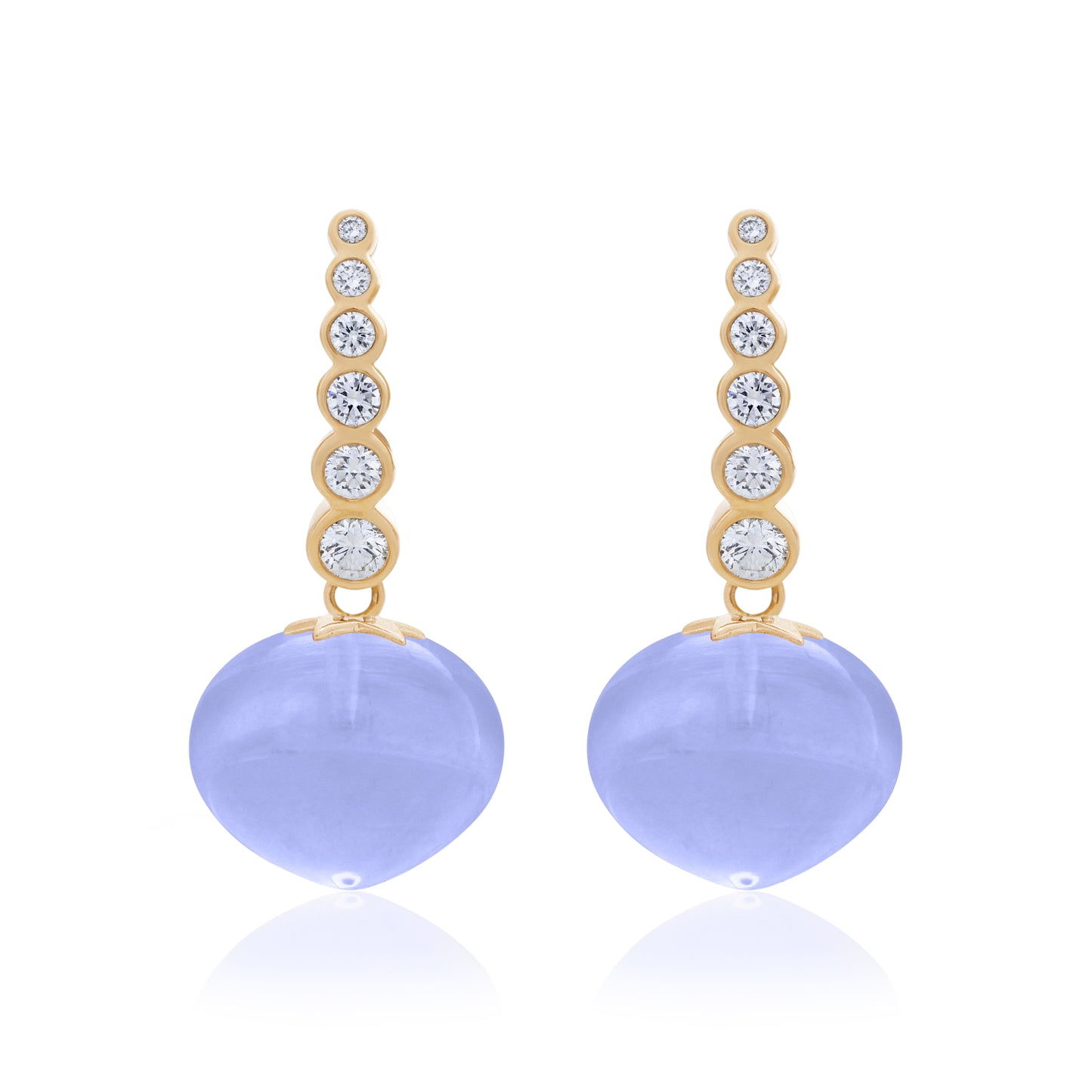 Magic Wish 18ct Yellow Gold, Diamond & Blue Chalcedony Short Drop Earrings