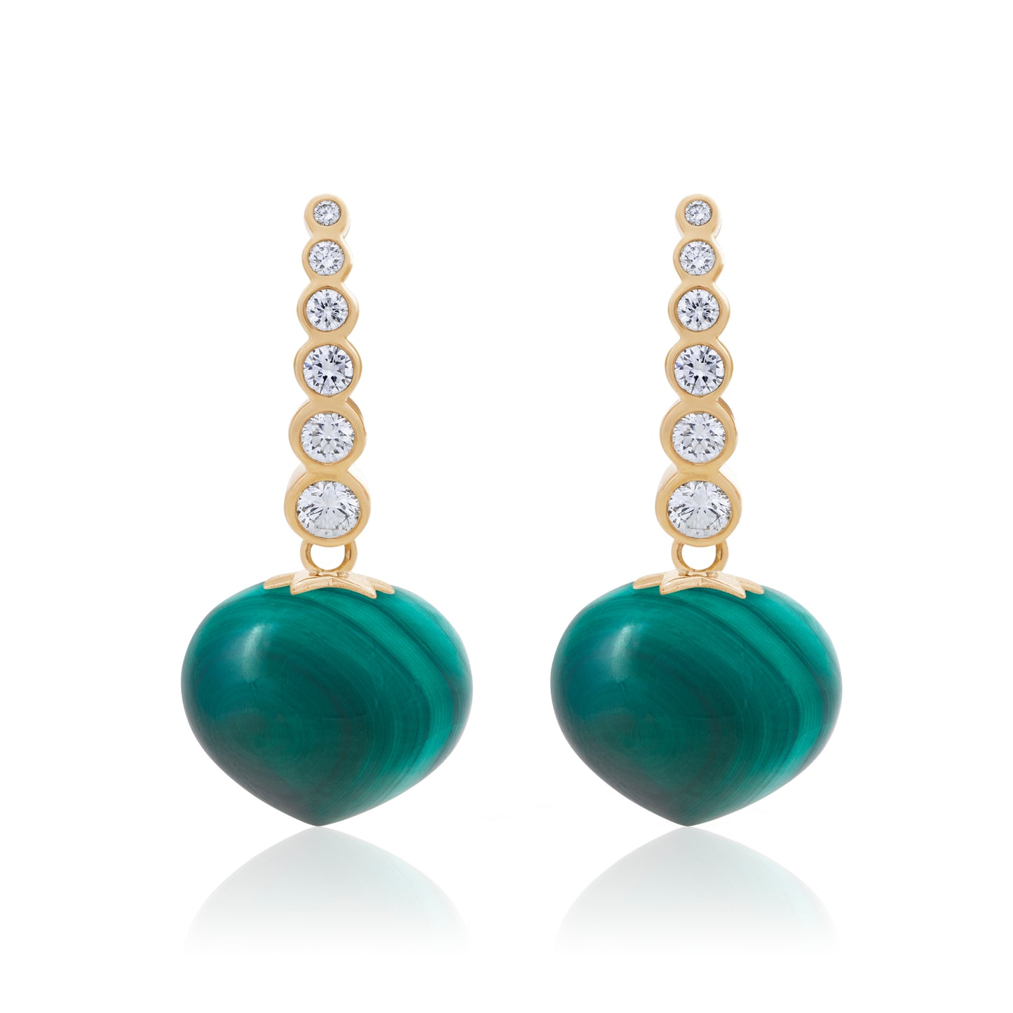 Magic Wish 18ct Yellow Gold, Diamond & Malachite Short Drop Earrings