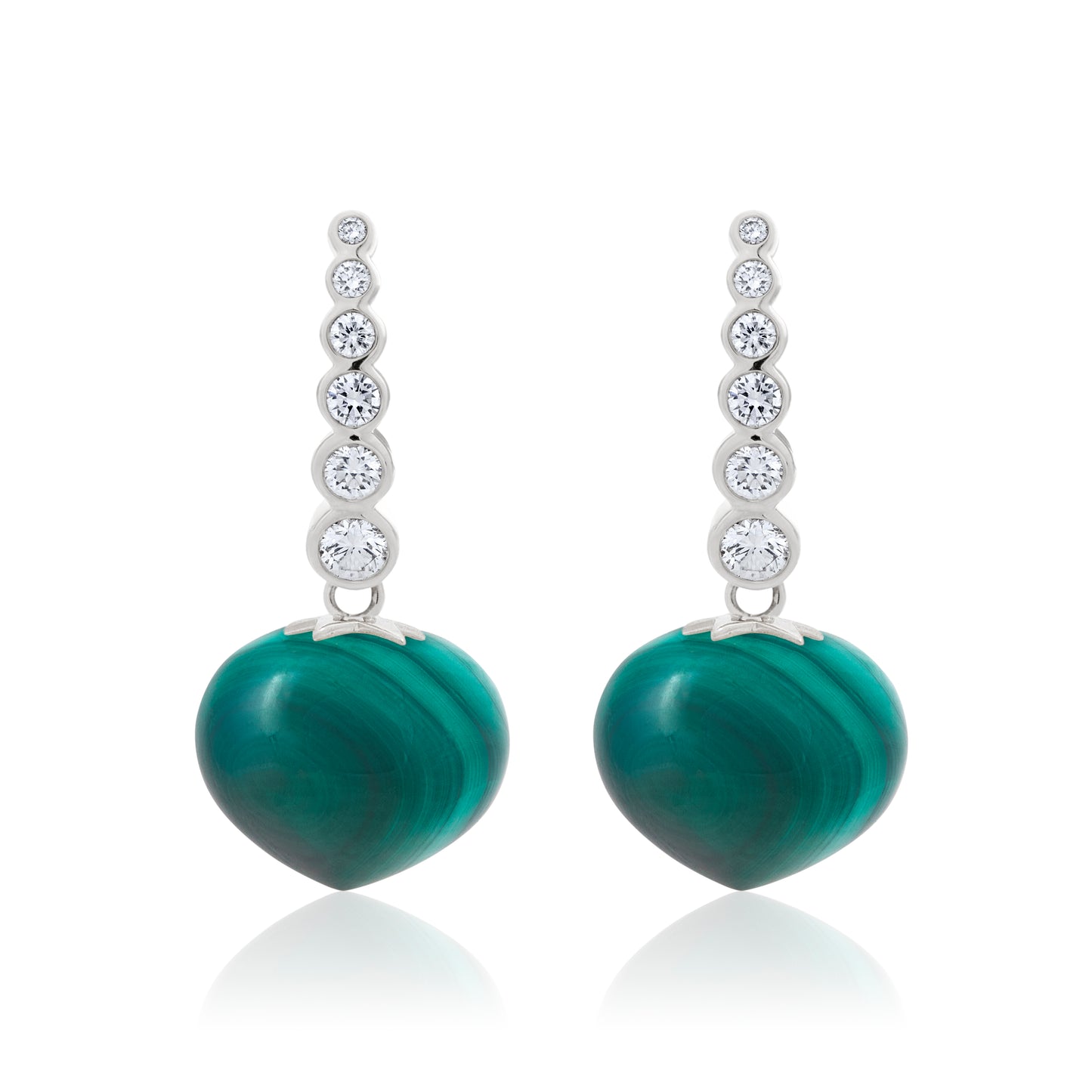 Magic Wish 18ct White Gold, Diamond & Malachite Short Drop Earrings