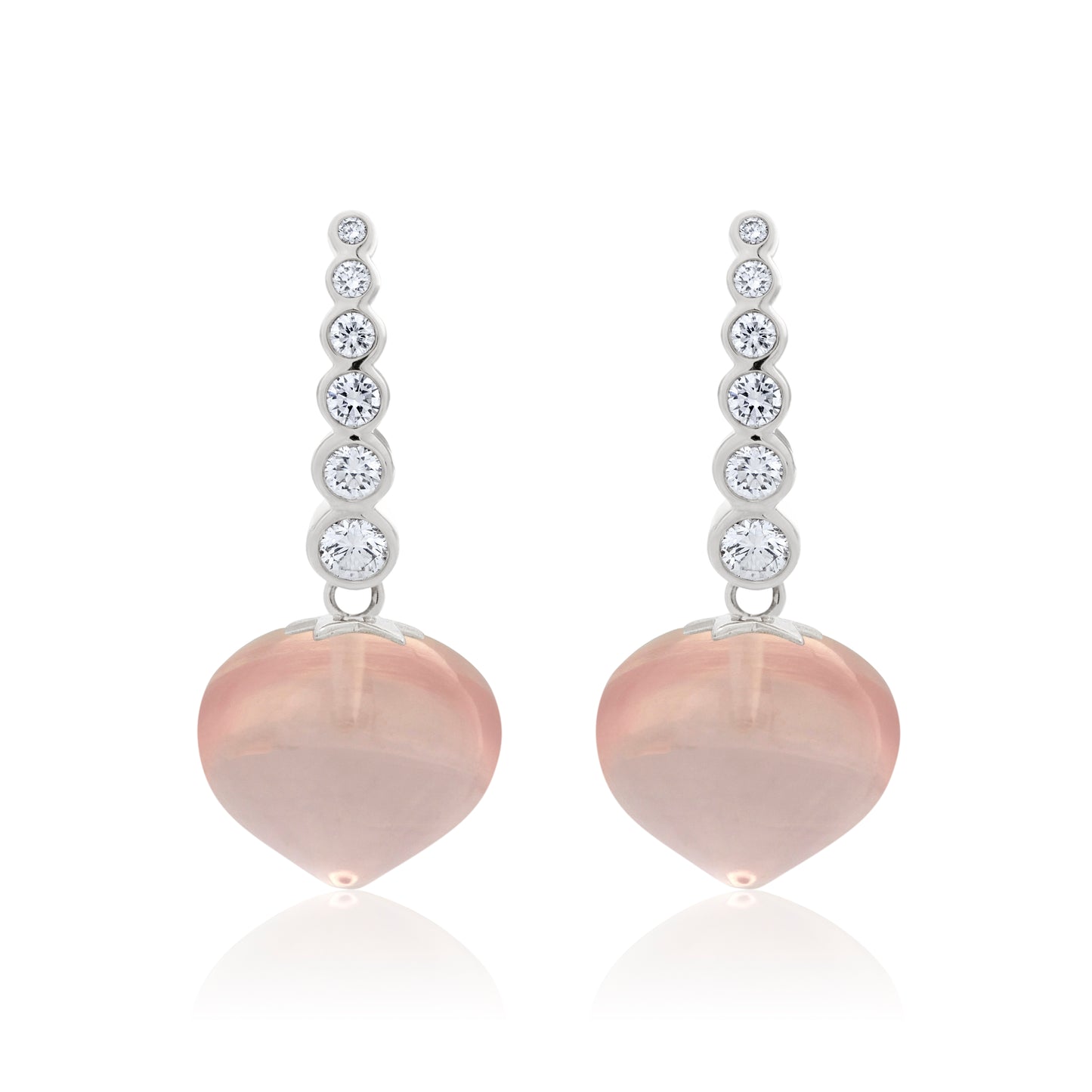 Magic Wish 18ct White Gold Diamond & Rose Quartz Short Drop Earrings