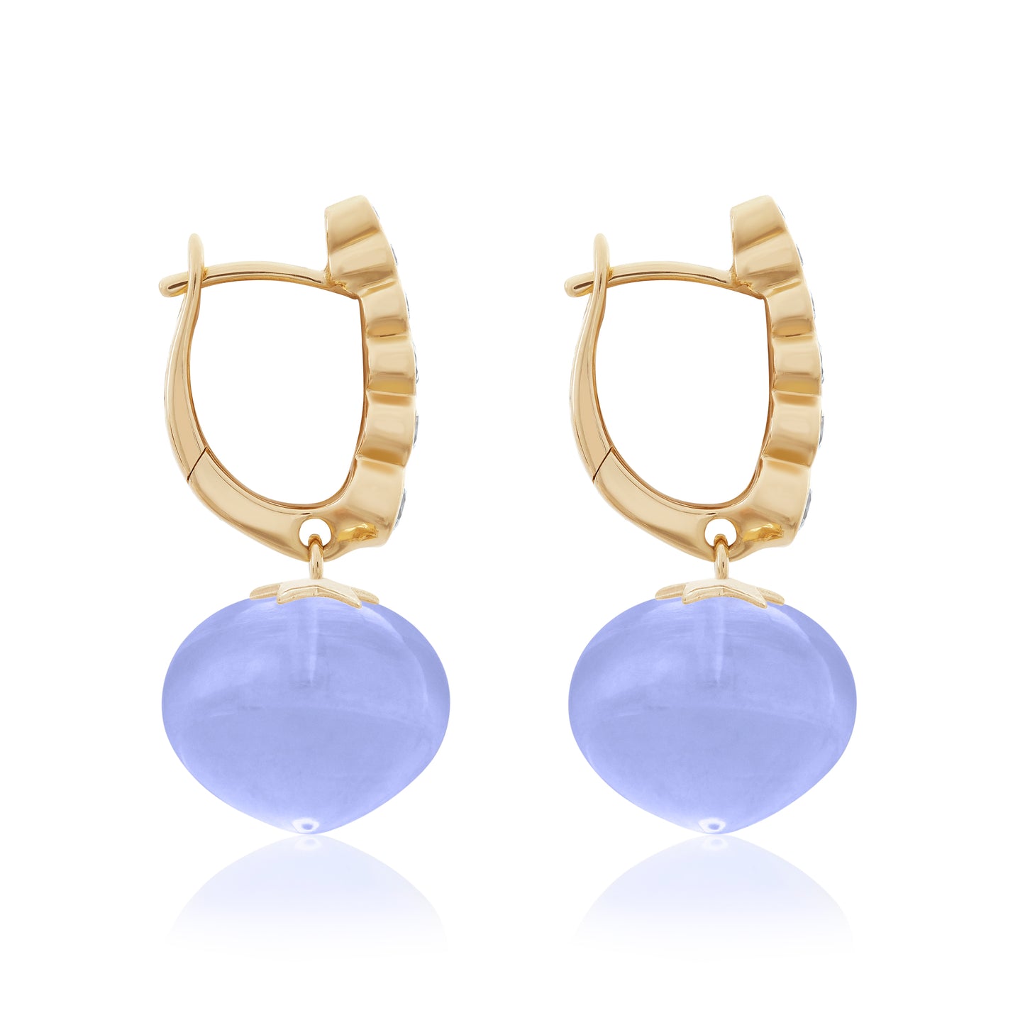 Magic Wish 18ct Yellow Gold, Diamond & Blue Chalcedony Short Drop Earrings
