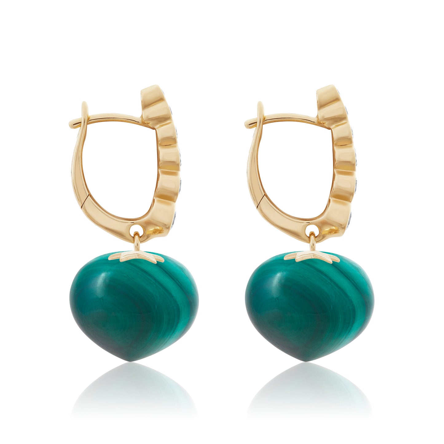 Magic Wish 18ct Yellow Gold, Diamond & Malachite Short Drop Earrings