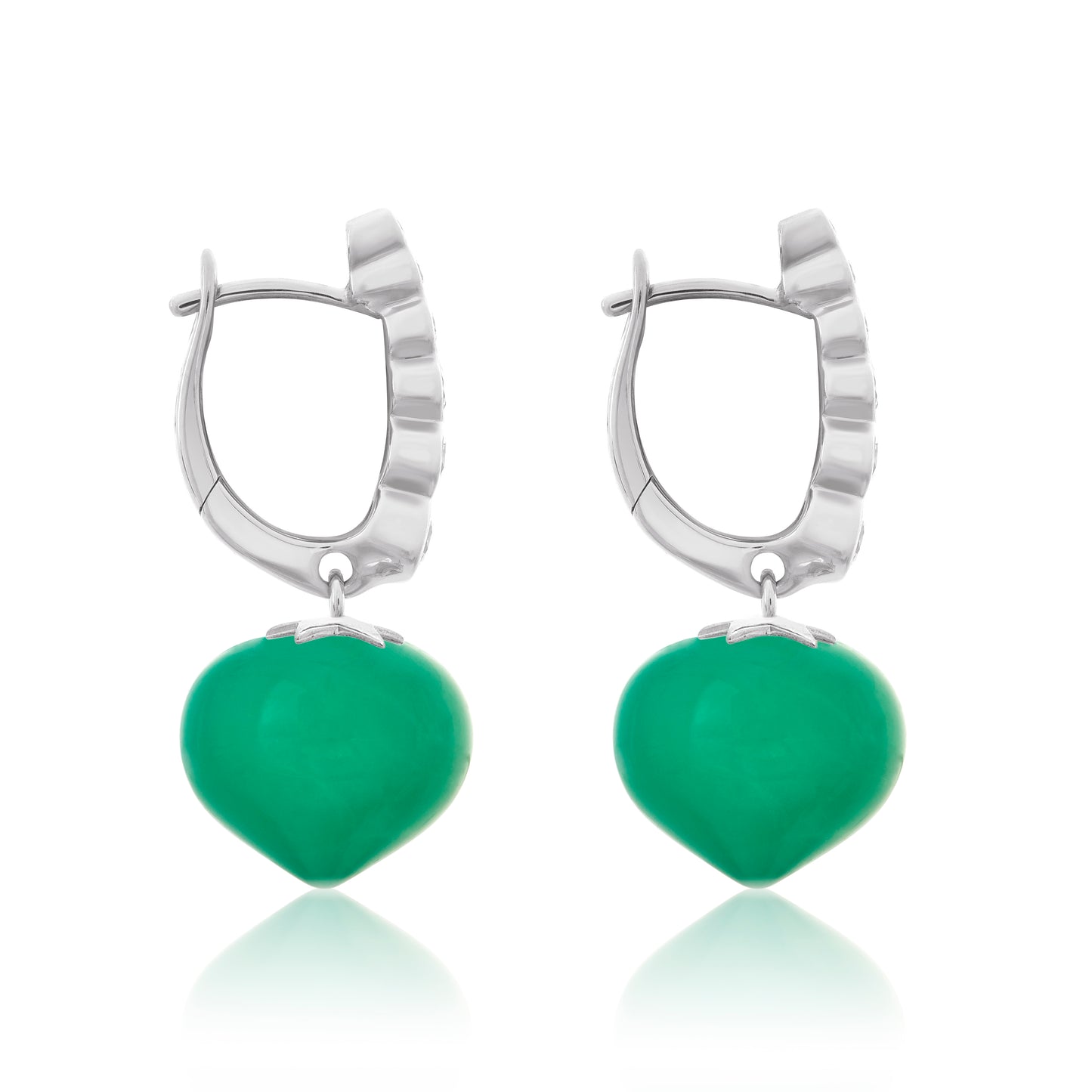 Magic Wish 18ct White Gold, Diamond & Chrysoprase Short Drop Earrings