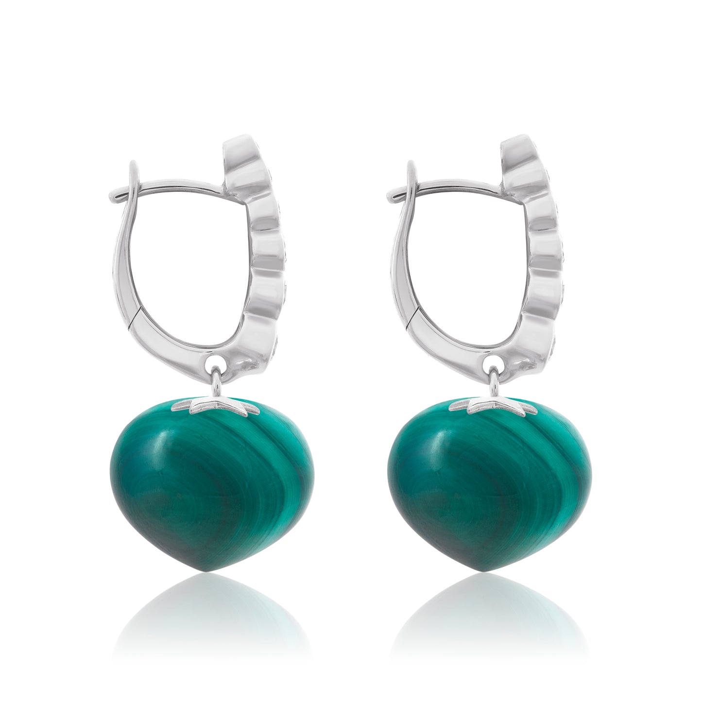 Magic Wish 18ct White Gold, Diamond & Malachite Short Drop Earrings
