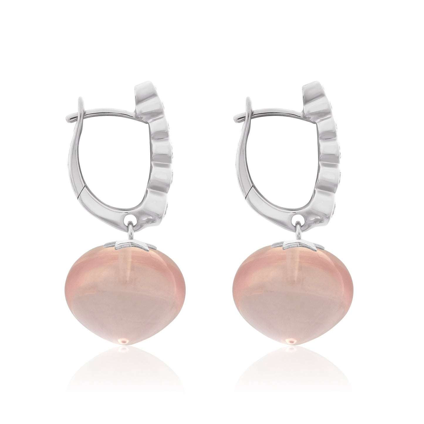 Magic Wish 18ct White Gold Diamond & Rose Quartz Short Drop Earrings