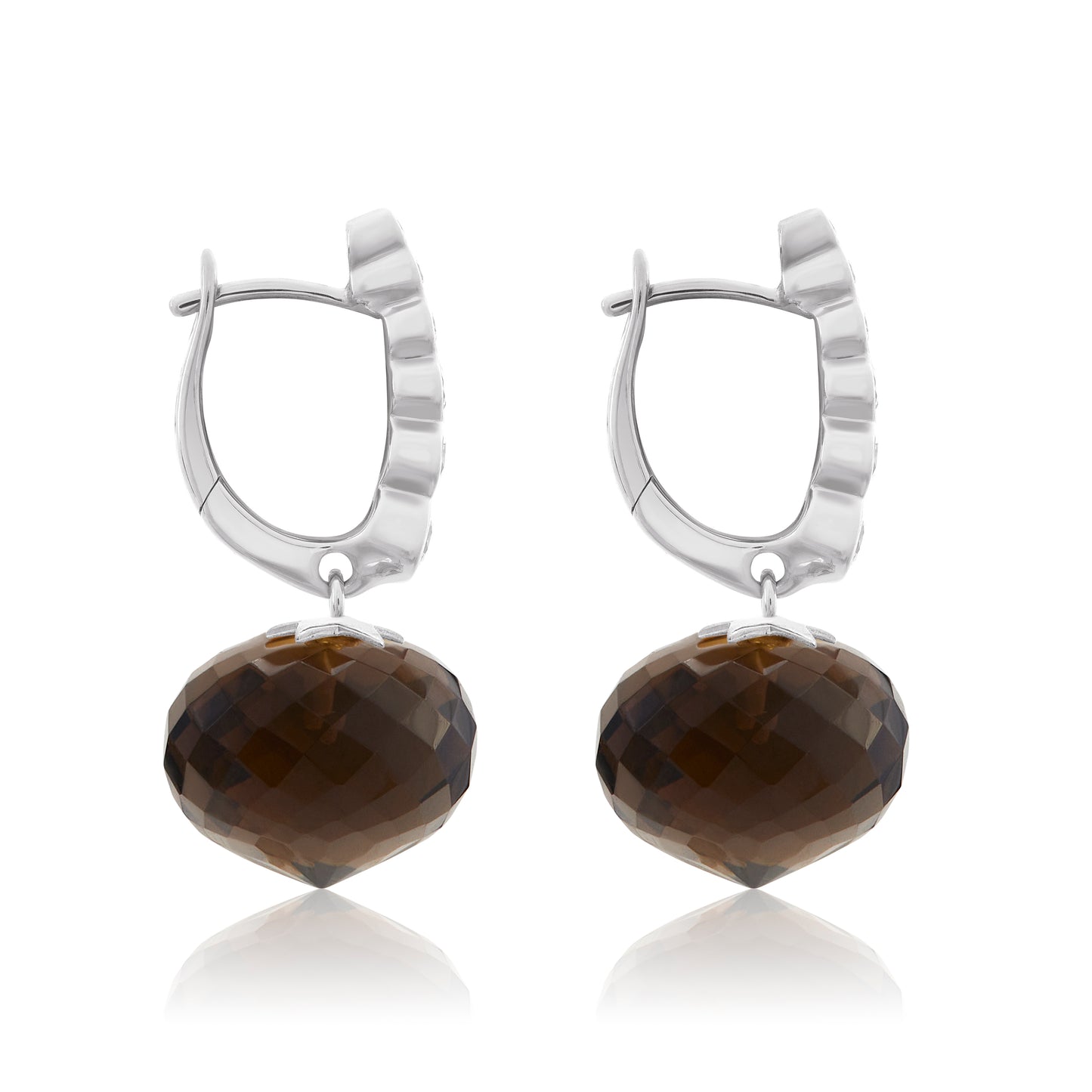 Magic Wish 18ct White Gold, Diamond & Smoky Quartz Short Drop Earrings