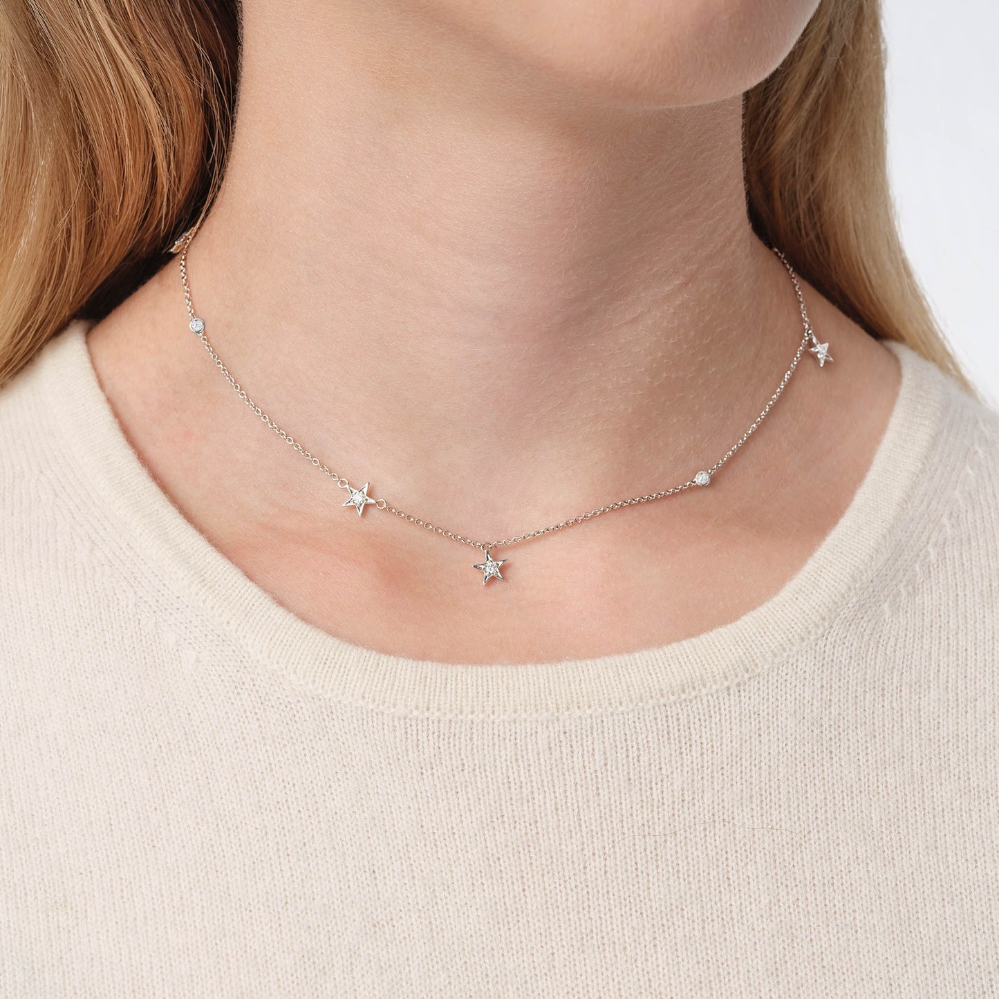 Guiding Star 18ct White Gold & Diamond Necklace, 40cm