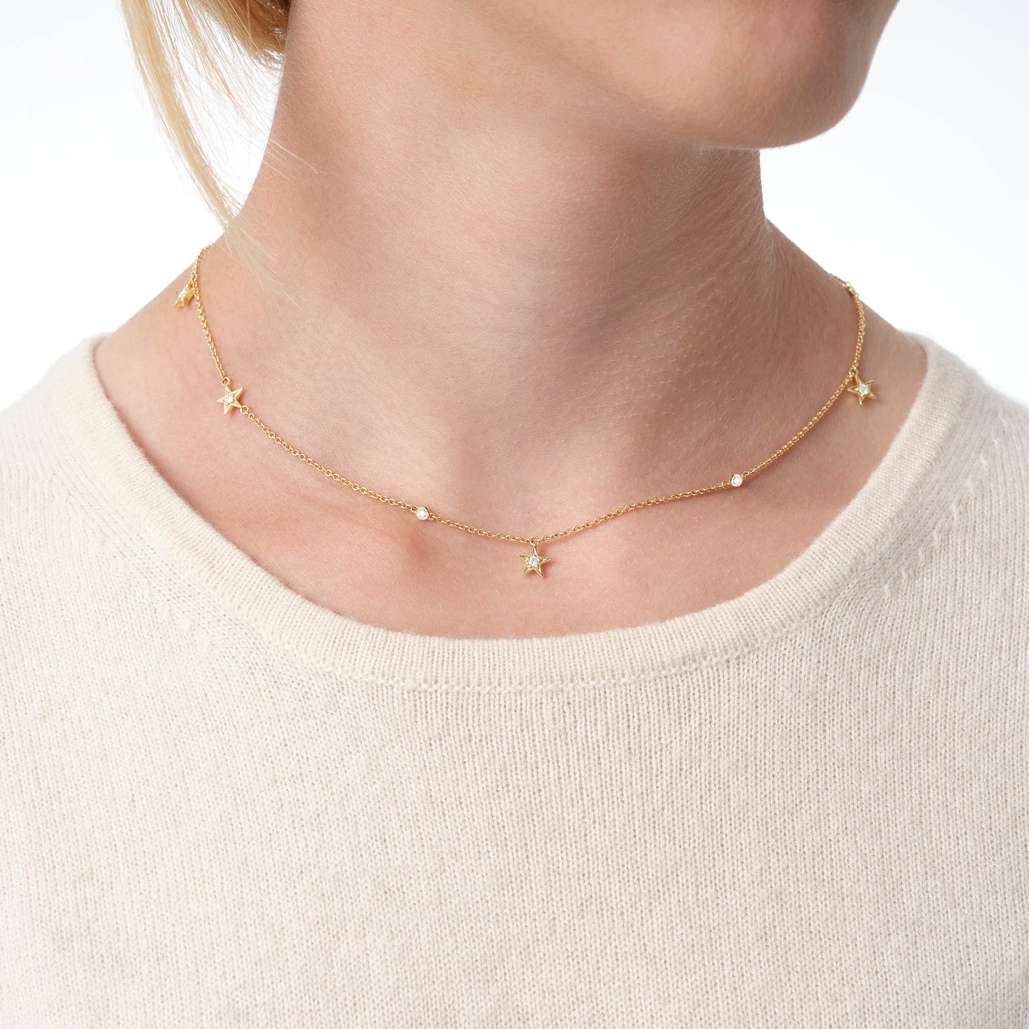 Guiding Star 18ct Yellow Gold & Diamond Necklace 40cm