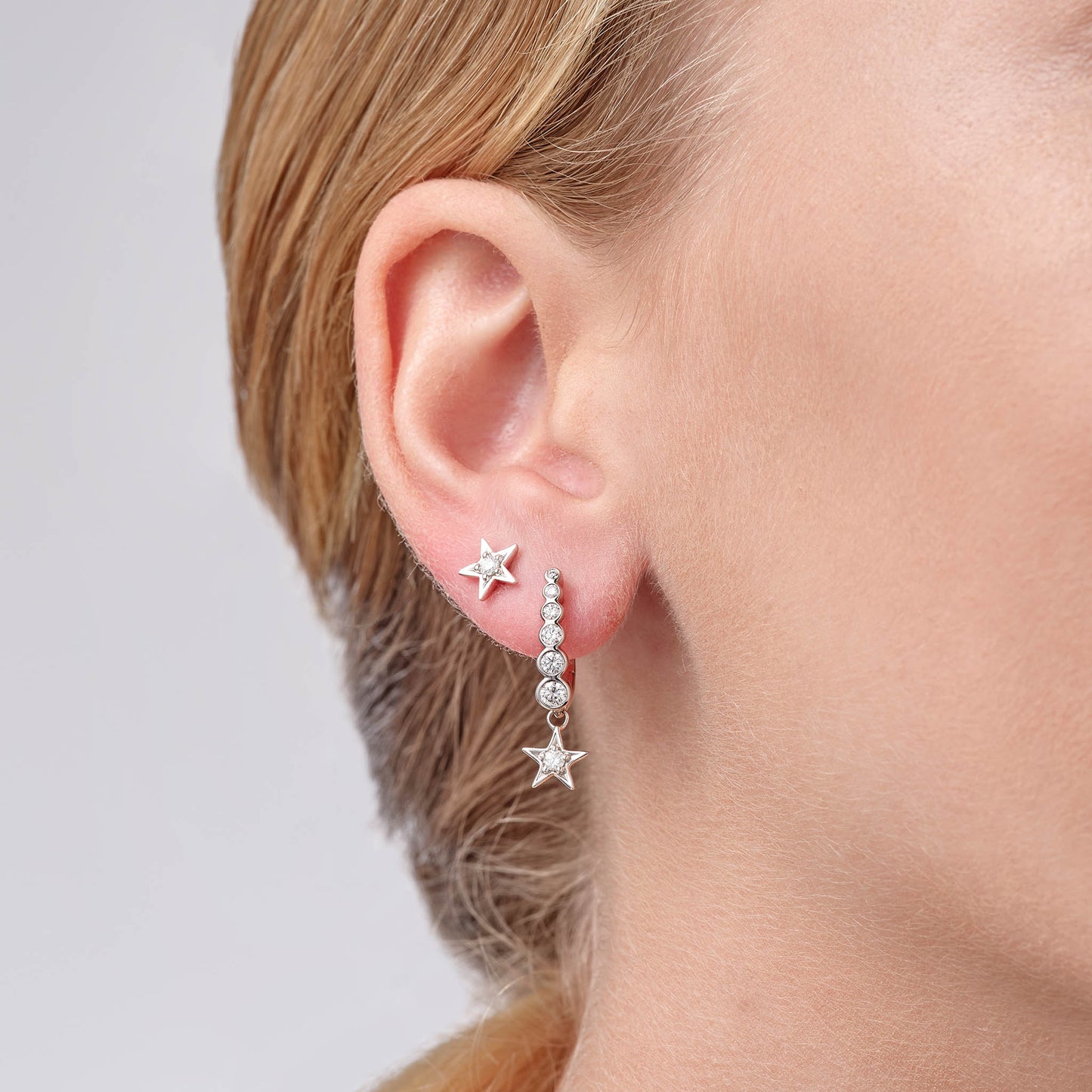 Guiding Star Drop 18ct White Gold & Diamond Earrings